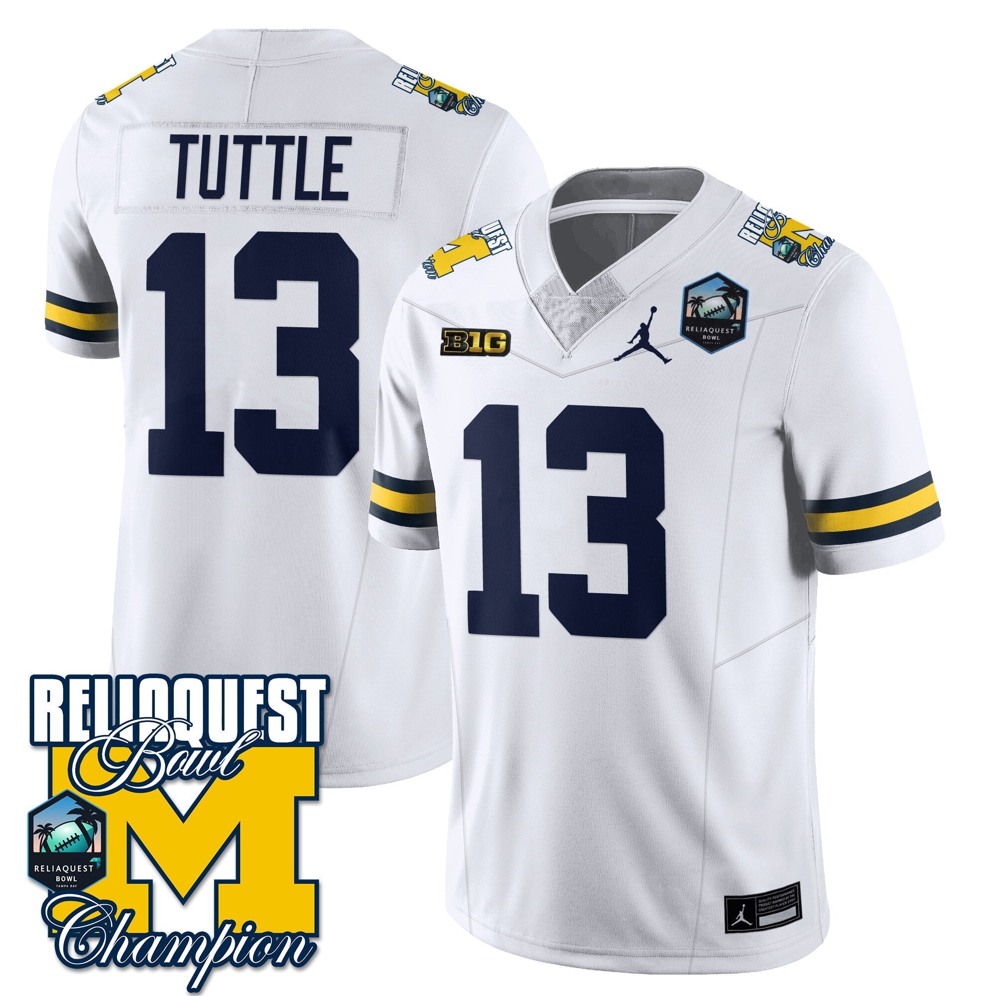Men Michigan Wolverines 2024 ReliaQuest Bowl Champions Jersey - All Stitched