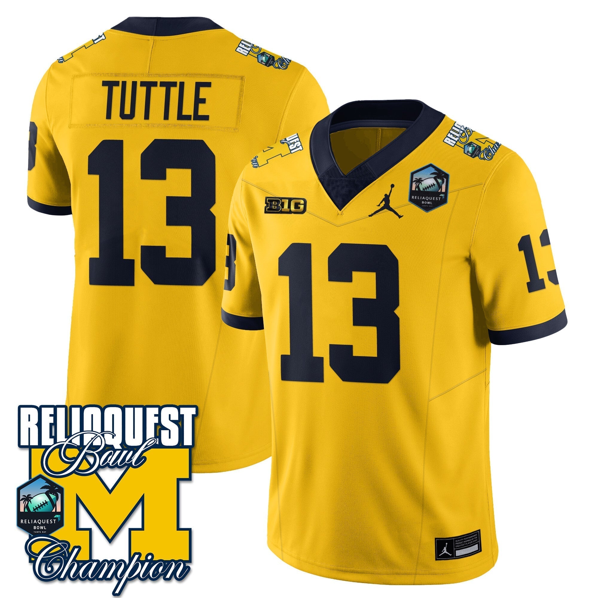 Men Michigan Wolverines 2024 ReliaQuest Bowl Champions Jersey - All Stitched
