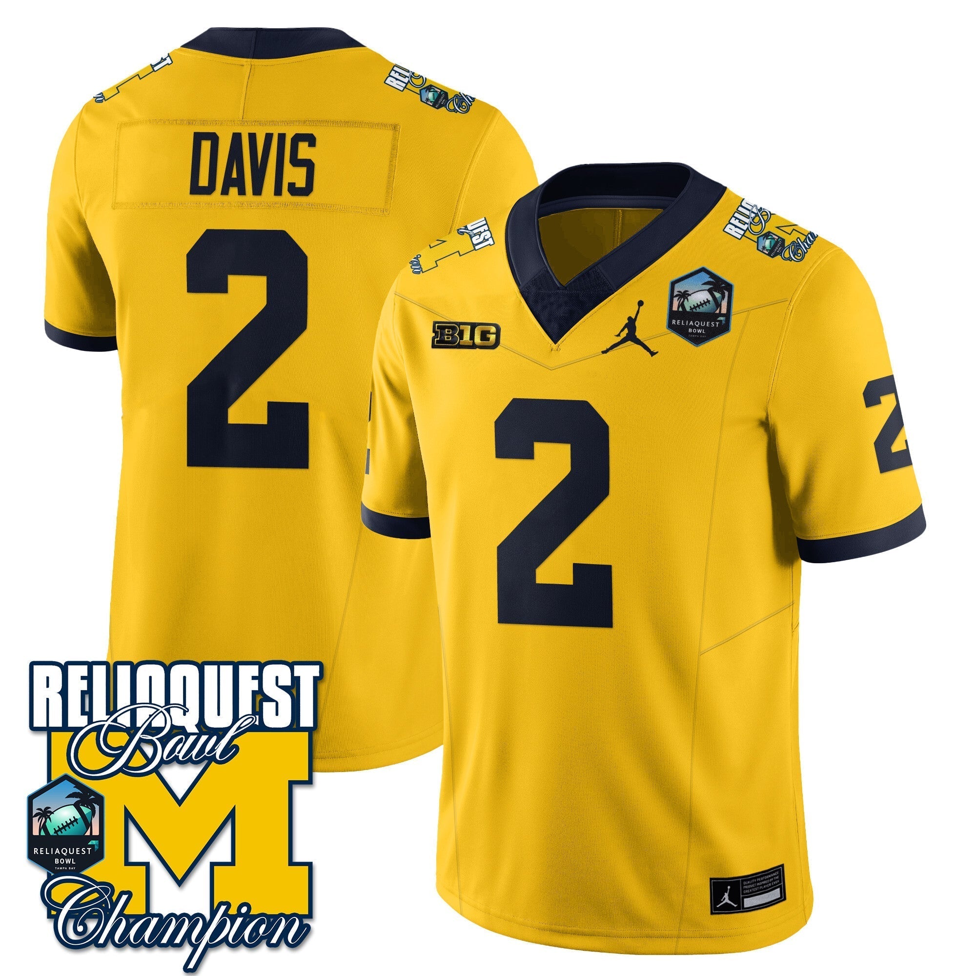 Men Michigan Wolverines 2024 ReliaQuest Bowl Champions Jersey - All Stitched
