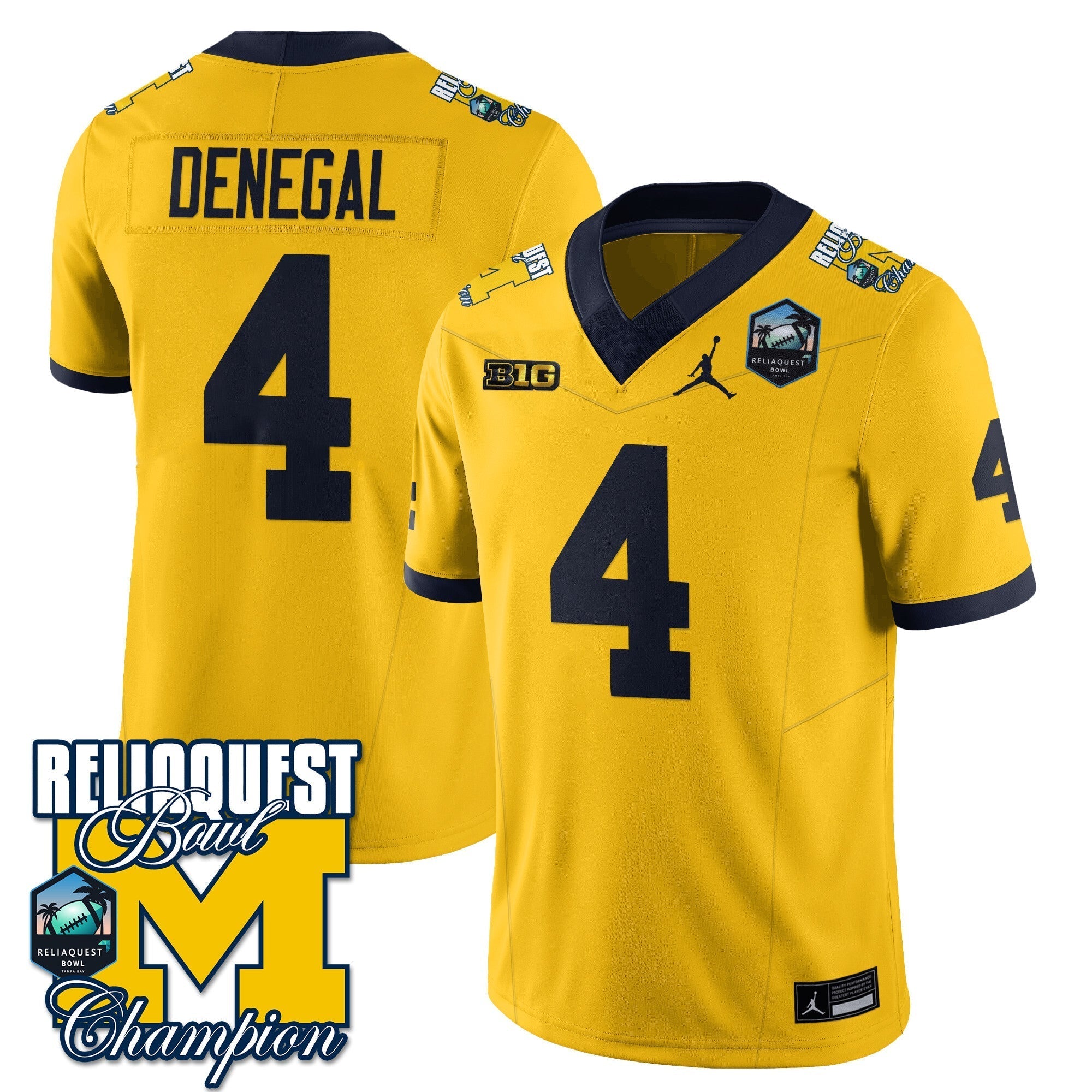 Men Michigan Wolverines 2024 ReliaQuest Bowl Champions Jersey - All Stitched
