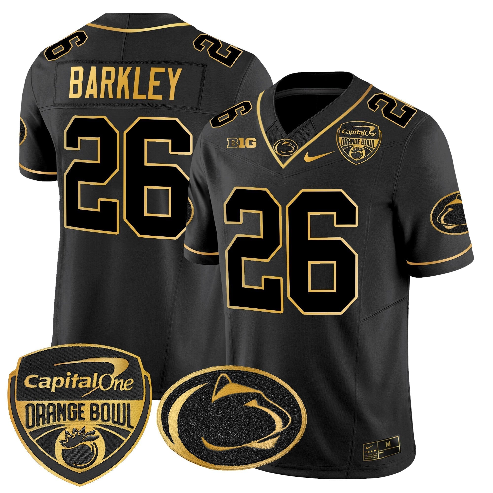 Men Penn State Nittany Lions Orange Bowl Patch Gold Vapor Limited Jersey - All Stitched