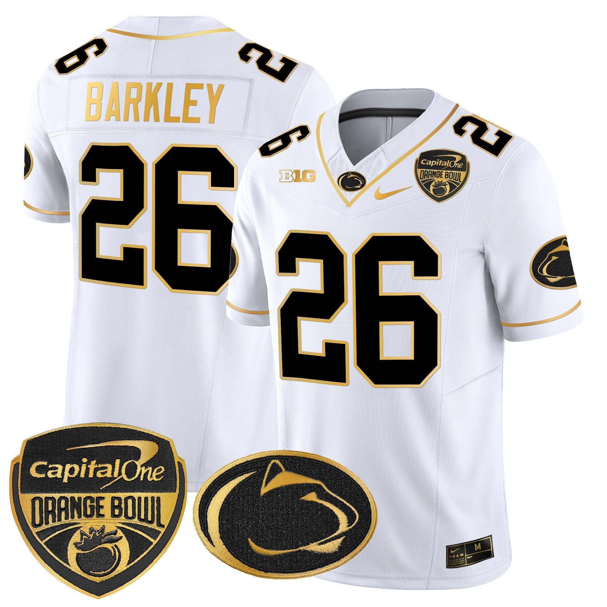 Men Penn State Nittany Lions Orange Bowl Patch Gold Vapor Limited Jersey - All Stitched