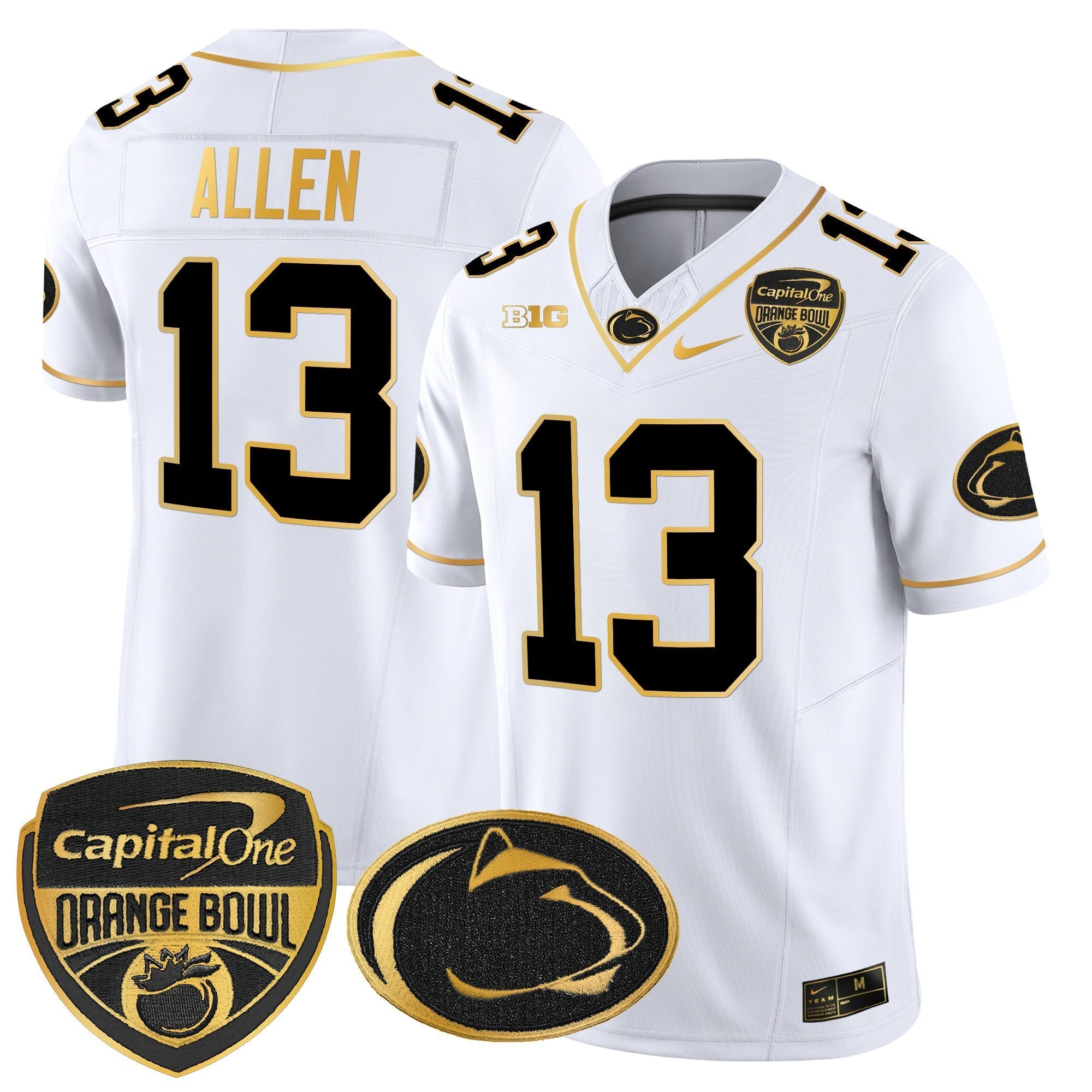 Men Penn State Nittany Lions Orange Bowl Patch Gold Vapor Limited Jersey - All Stitched