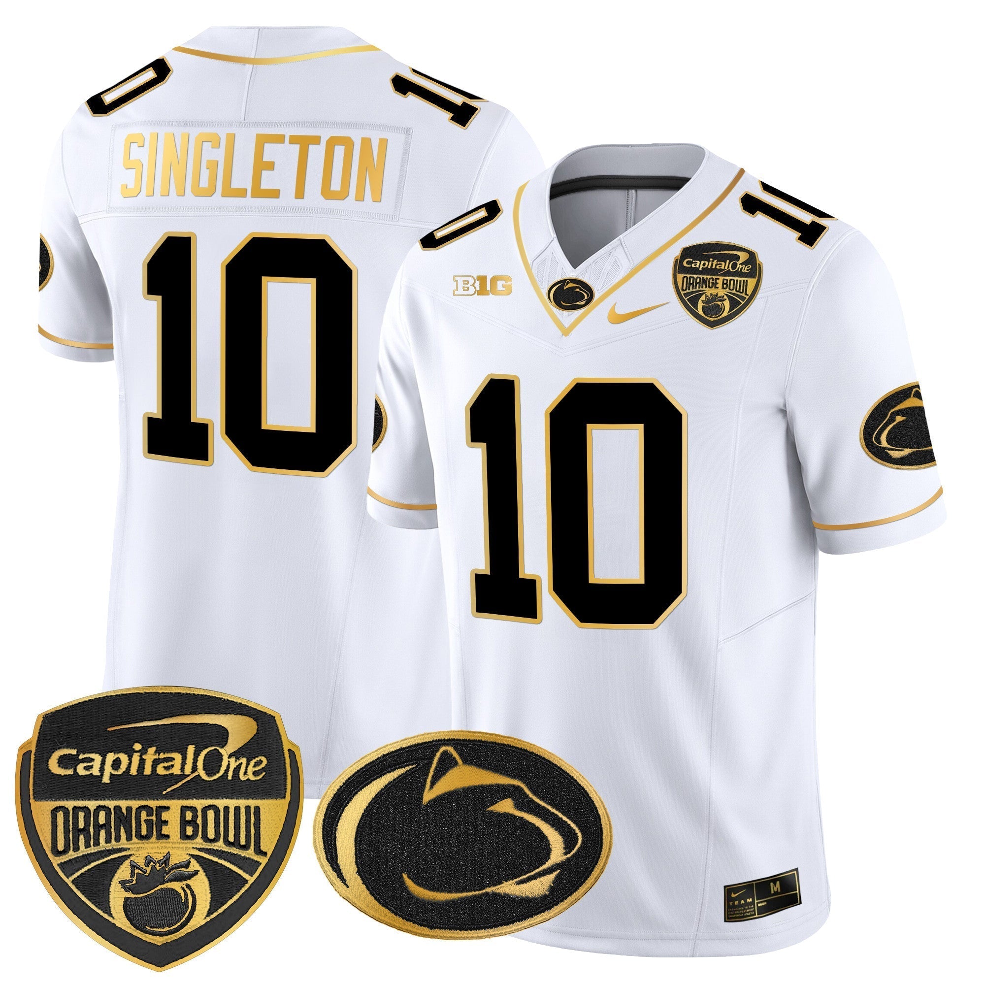 Men Penn State Nittany Lions Orange Bowl Patch Gold Vapor Limited Jersey - All Stitched