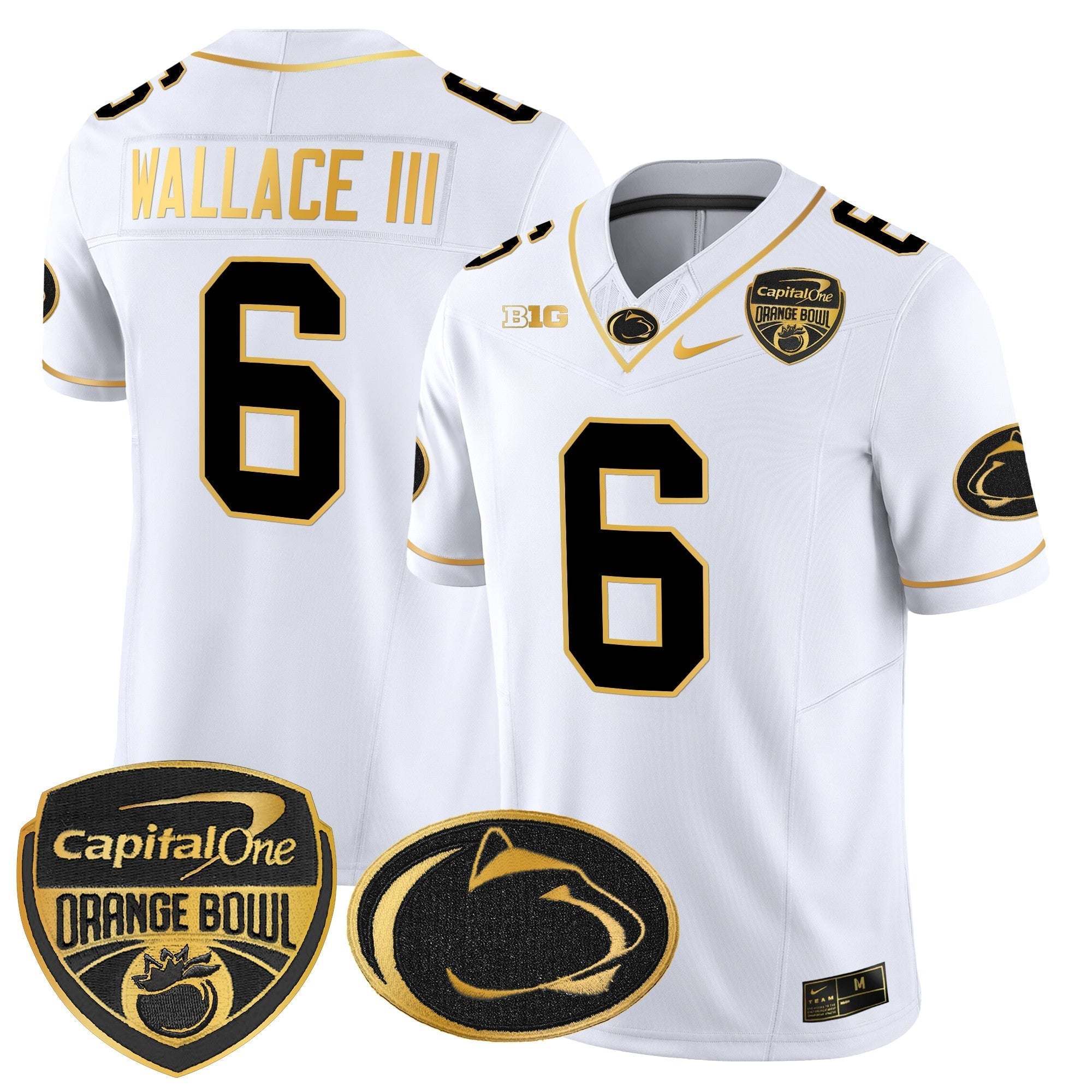 Men Penn State Nittany Lions Orange Bowl Patch Gold Vapor Limited Jersey - All Stitched