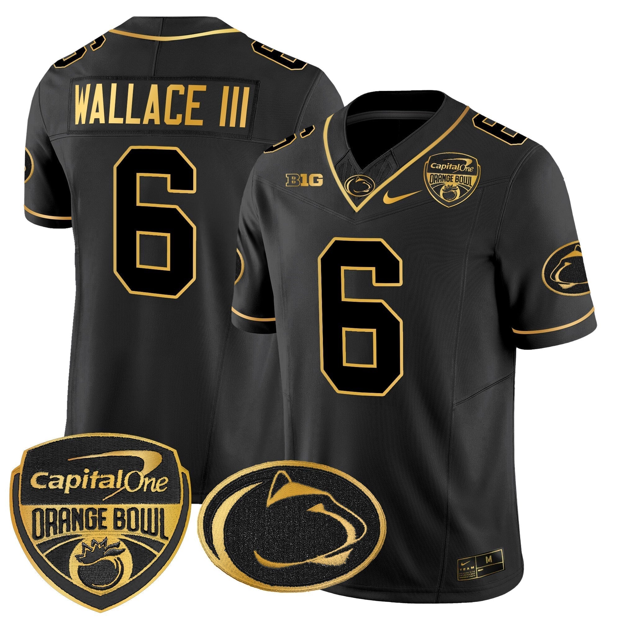 Men Penn State Nittany Lions Orange Bowl Patch Gold Vapor Limited Jersey - All Stitched