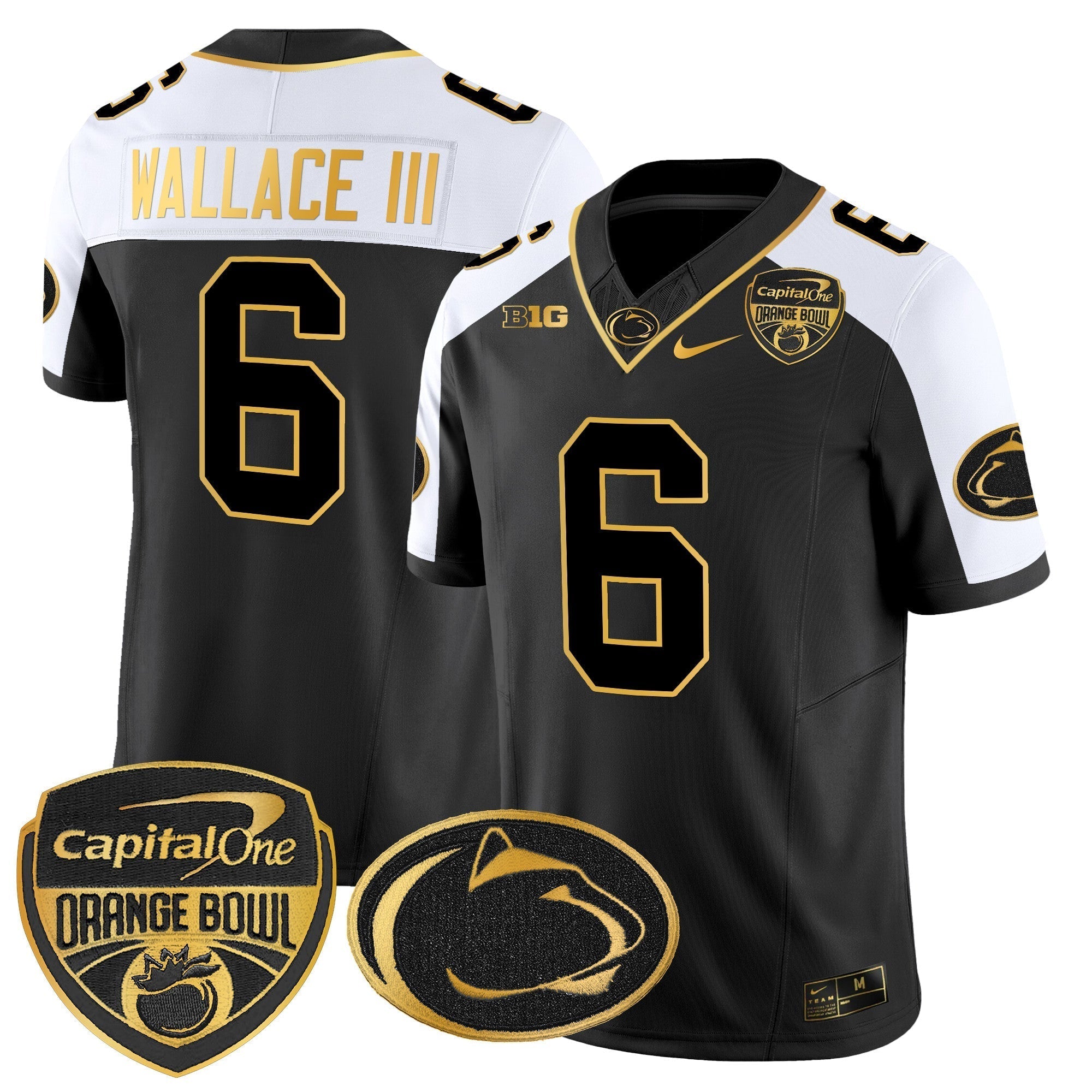 Men Penn State Nittany Lions Orange Bowl Patch Gold Vapor Limited Jersey - All Stitched