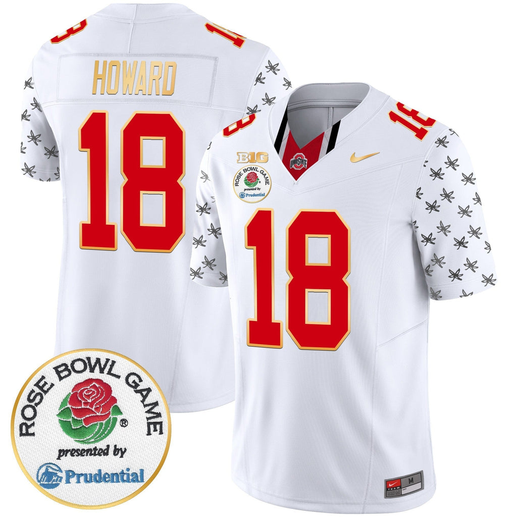 Men Ohio State Buckeyes Rose Bowl Gold Trim Vapor Limited Jersey - All Stitched