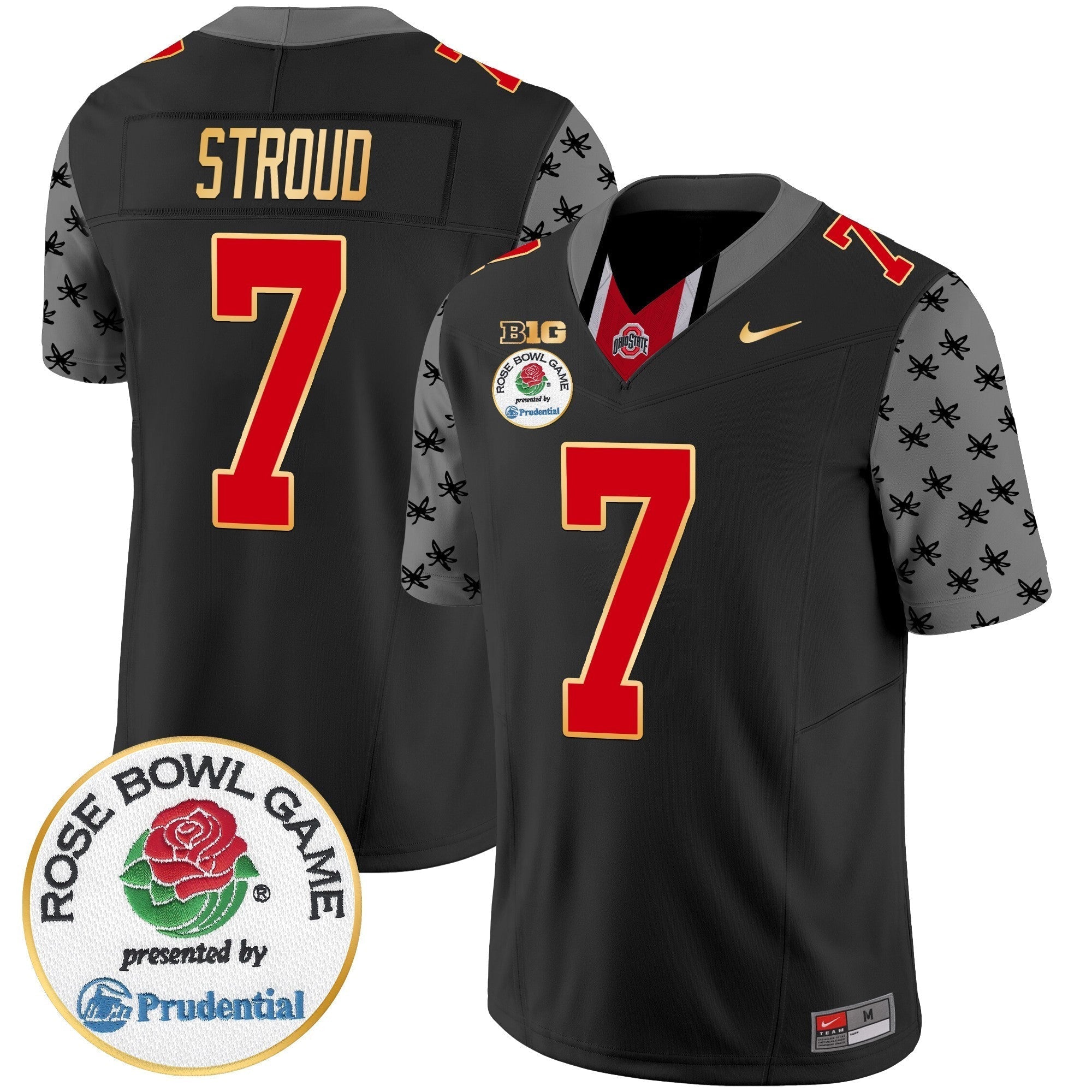Men Ohio State Buckeyes Rose Bowl Gold Trim Vapor Limited Jersey - All Stitched