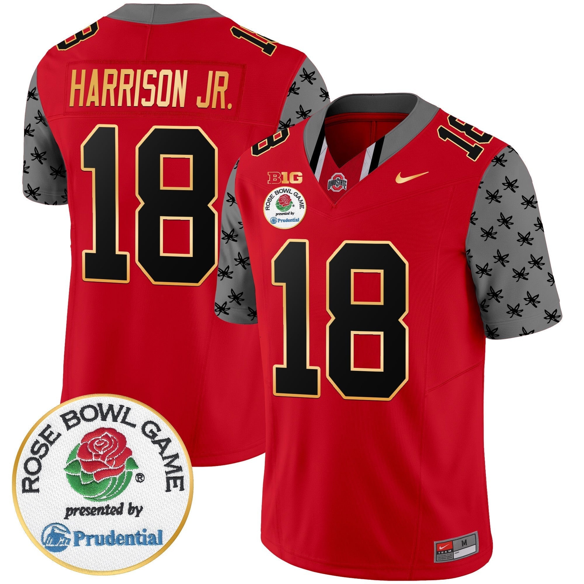 Men Ohio State Buckeyes Rose Bowl Gold Trim Vapor Limited Jersey - All Stitched