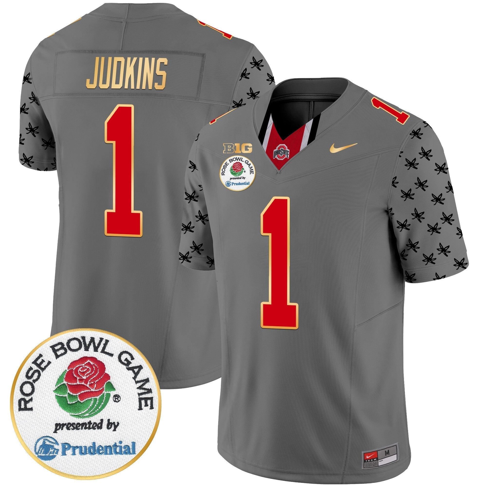 Men Ohio State Buckeyes Rose Bowl Gold Trim Vapor Limited Jersey - All Stitched