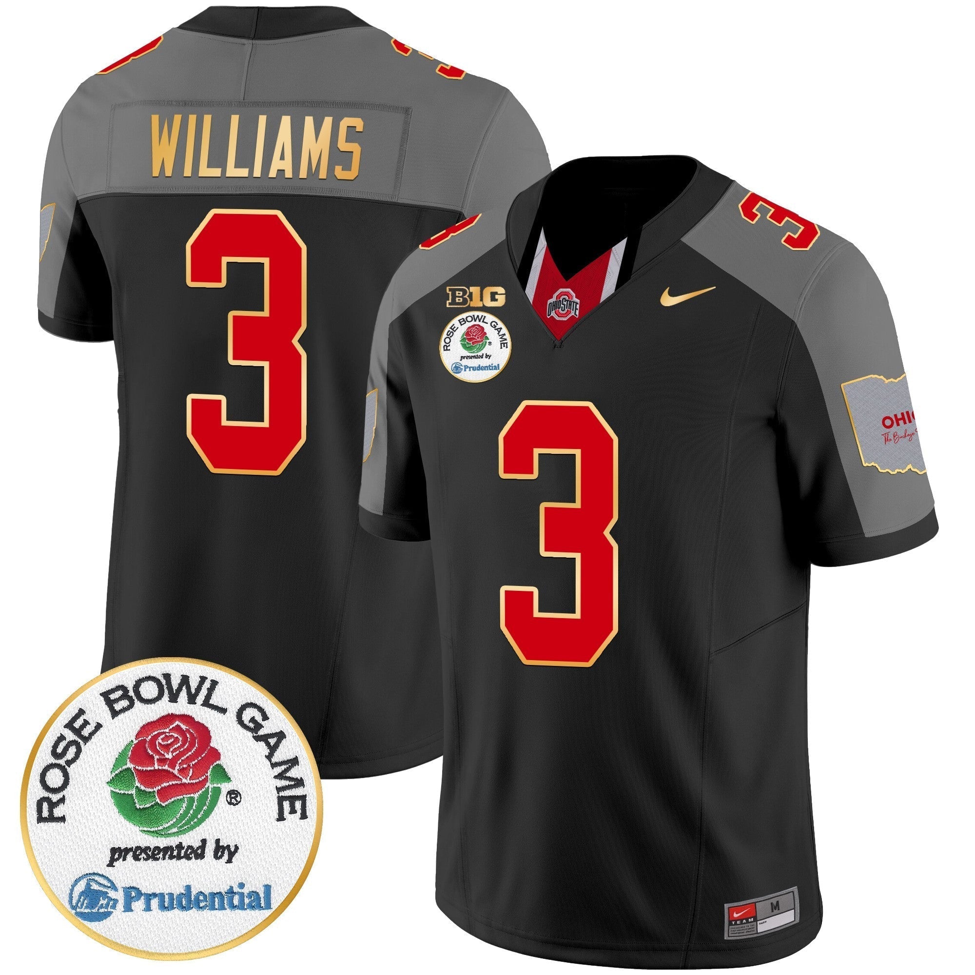 Men Ohio State Buckeyes Rose Bowl Gold Trim Vapor Limited Jersey - All Stitched
