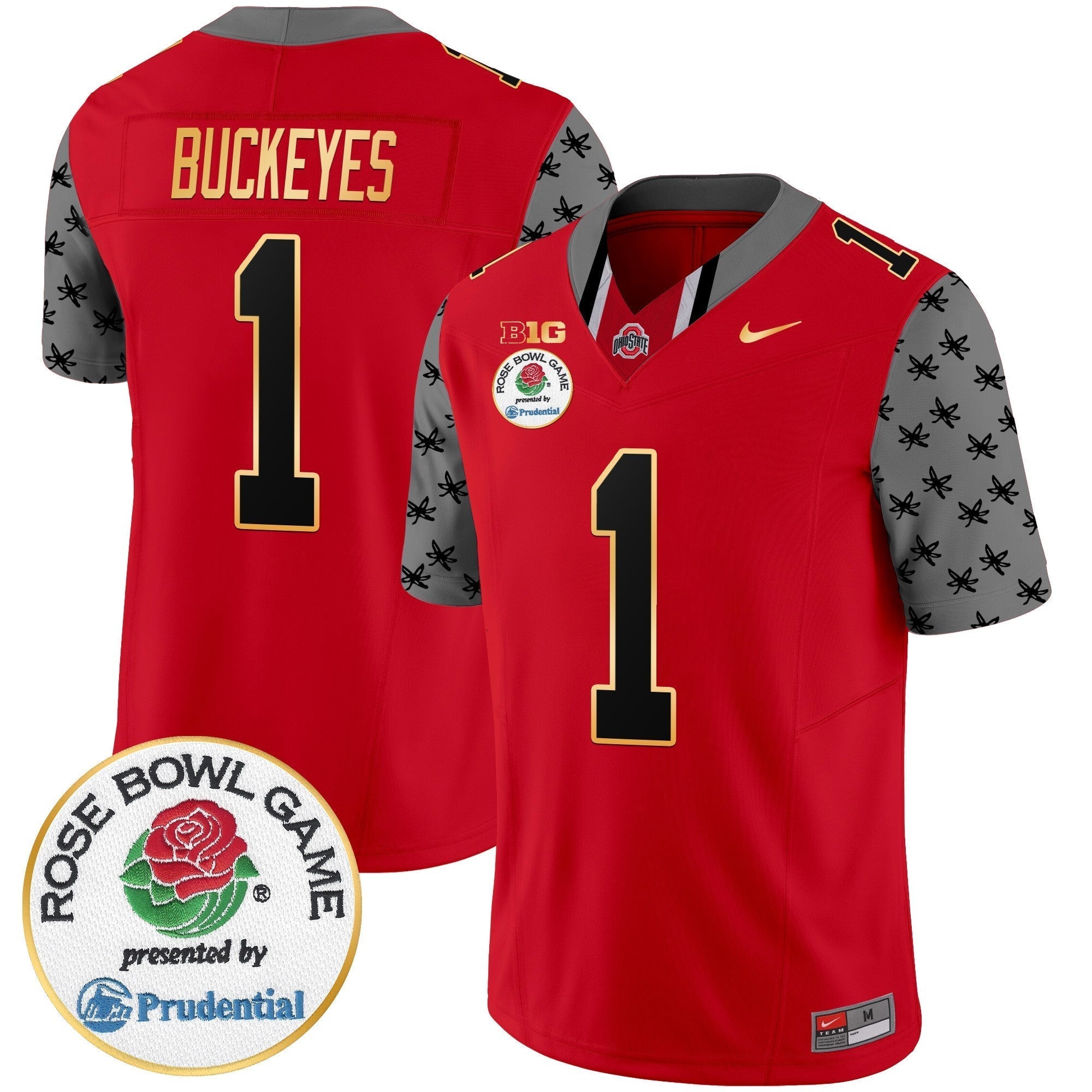 Men Ohio State Buckeyes Rose Bowl Gold Trim Vapor Limited Jersey - All Stitched