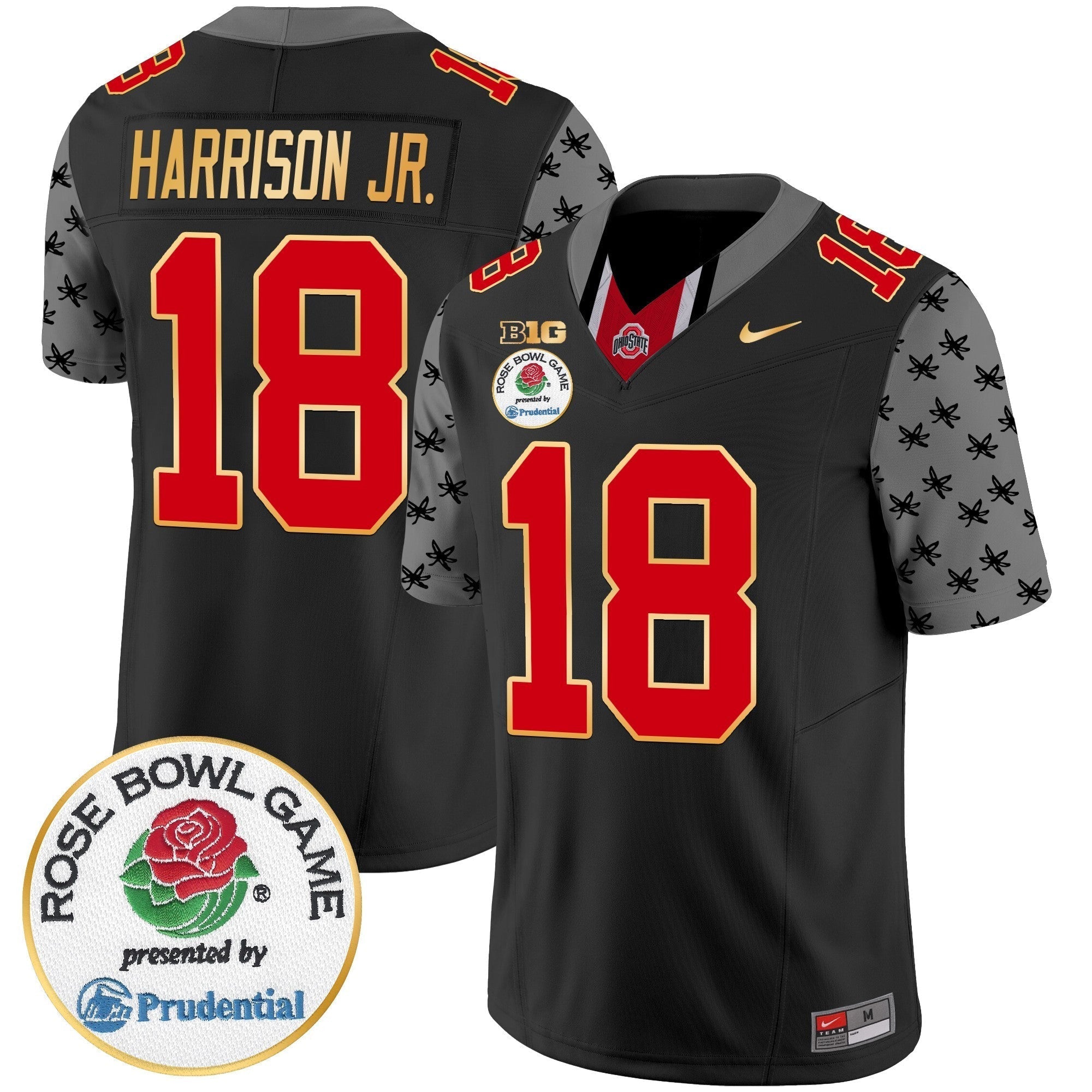 Men Ohio State Buckeyes Rose Bowl Gold Trim Vapor Limited Jersey - All Stitched