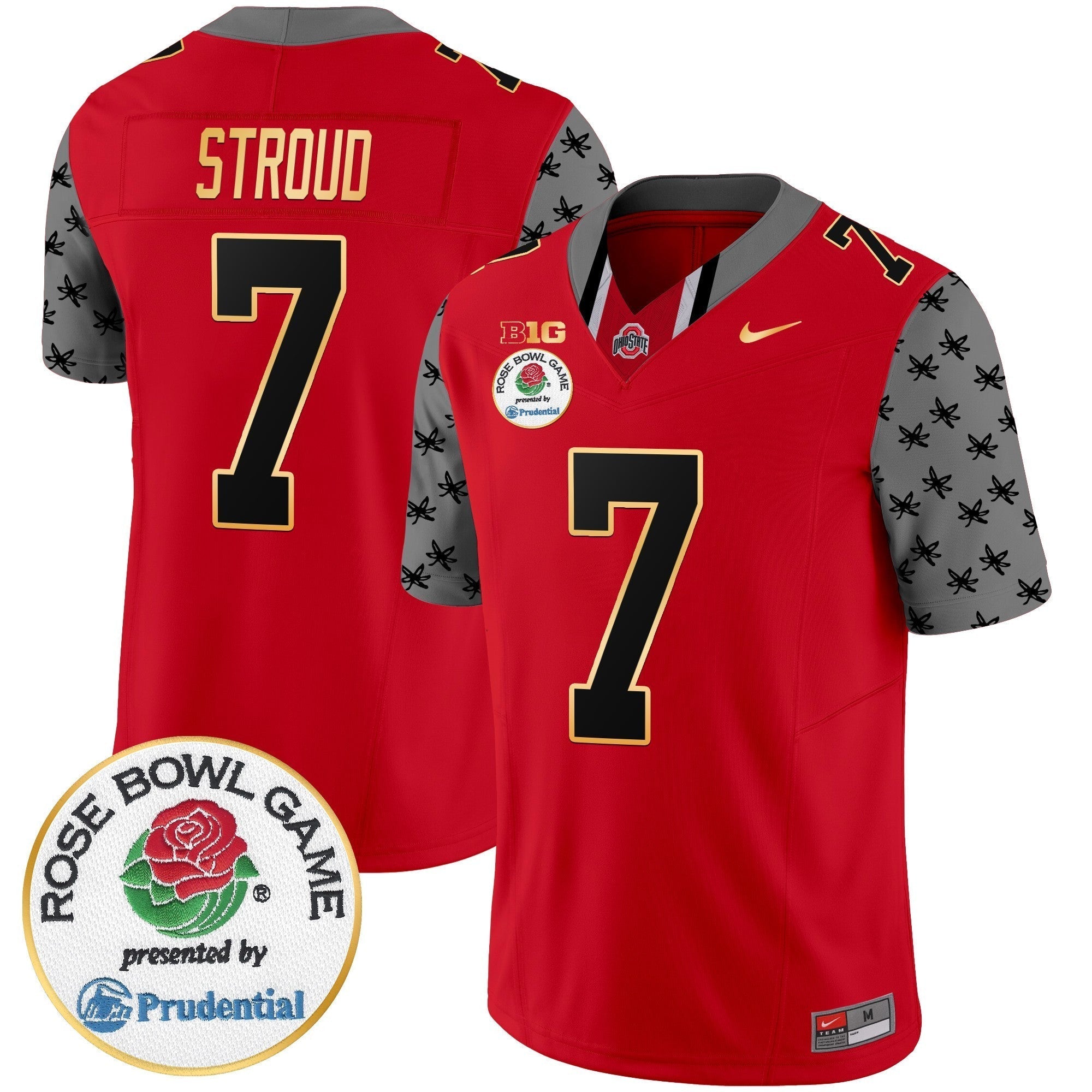 Men Ohio State Buckeyes Rose Bowl Gold Trim Vapor Limited Jersey - All Stitched
