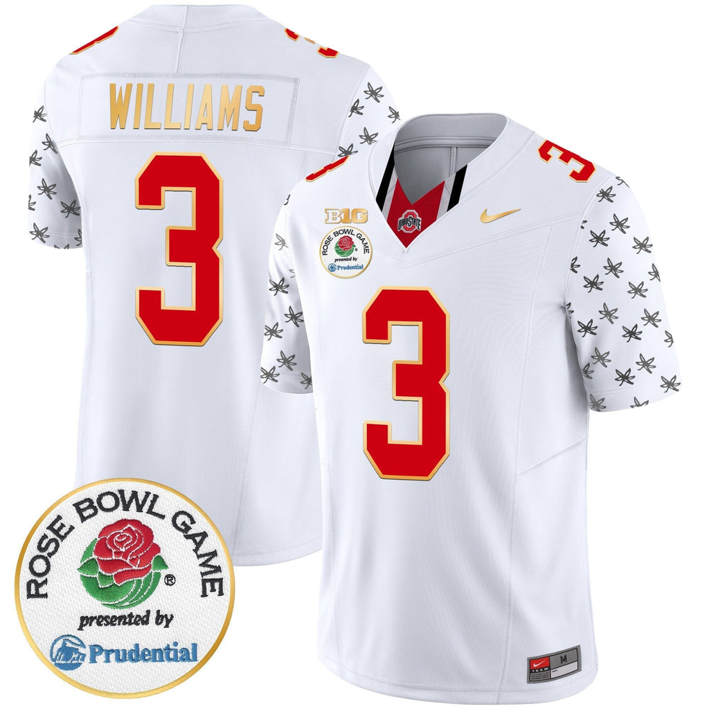 Men Ohio State Buckeyes Rose Bowl Gold Trim Vapor Limited Jersey - All Stitched