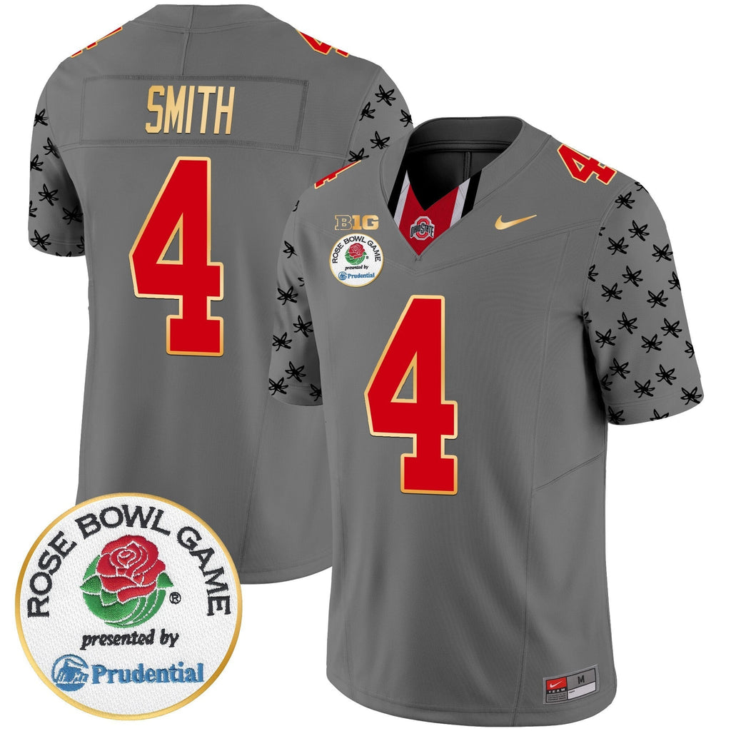 Men Ohio State Buckeyes Rose Bowl Gold Trim Vapor Limited Jersey - All Stitched