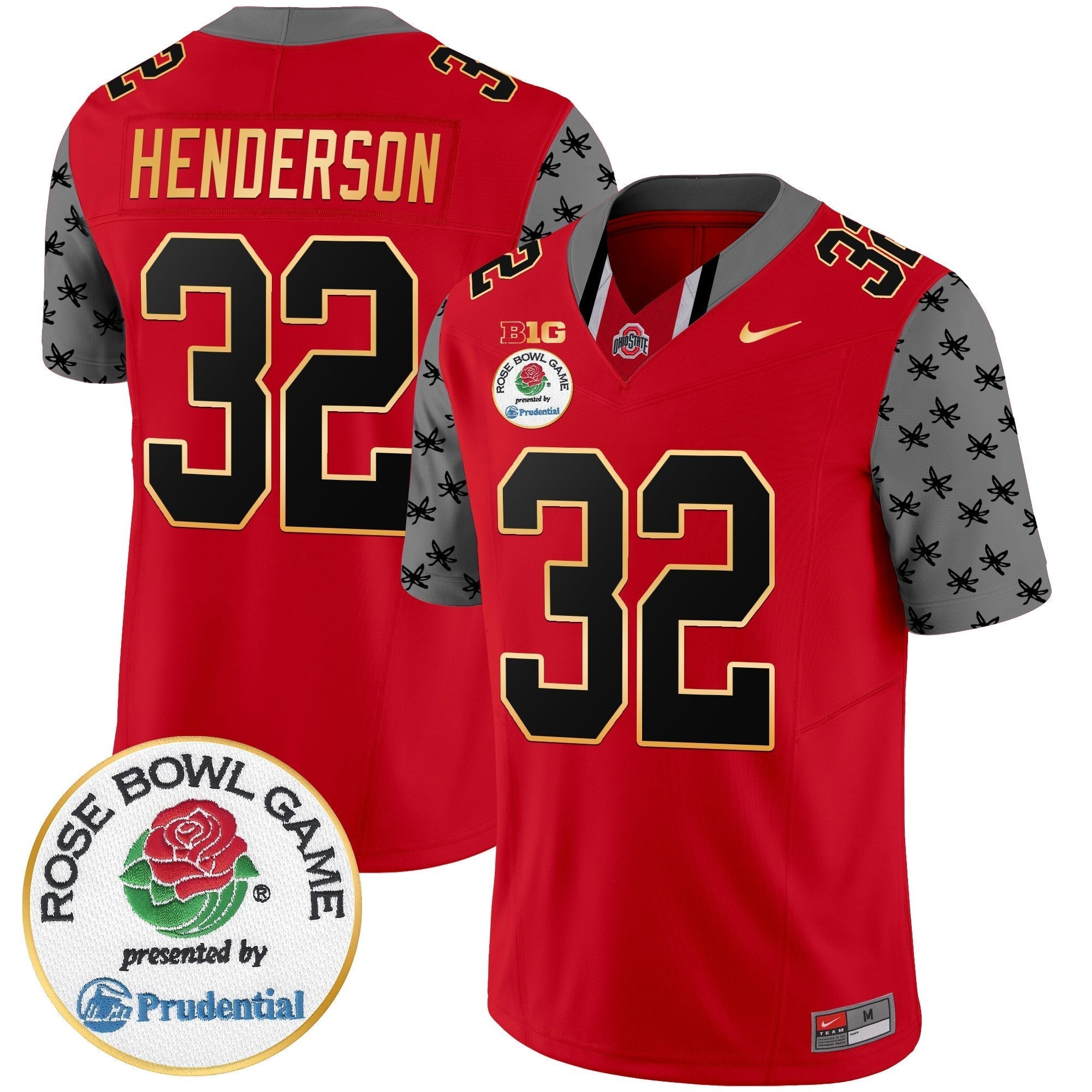 Men Ohio State Buckeyes Rose Bowl Gold Trim Vapor Limited Jersey - All Stitched