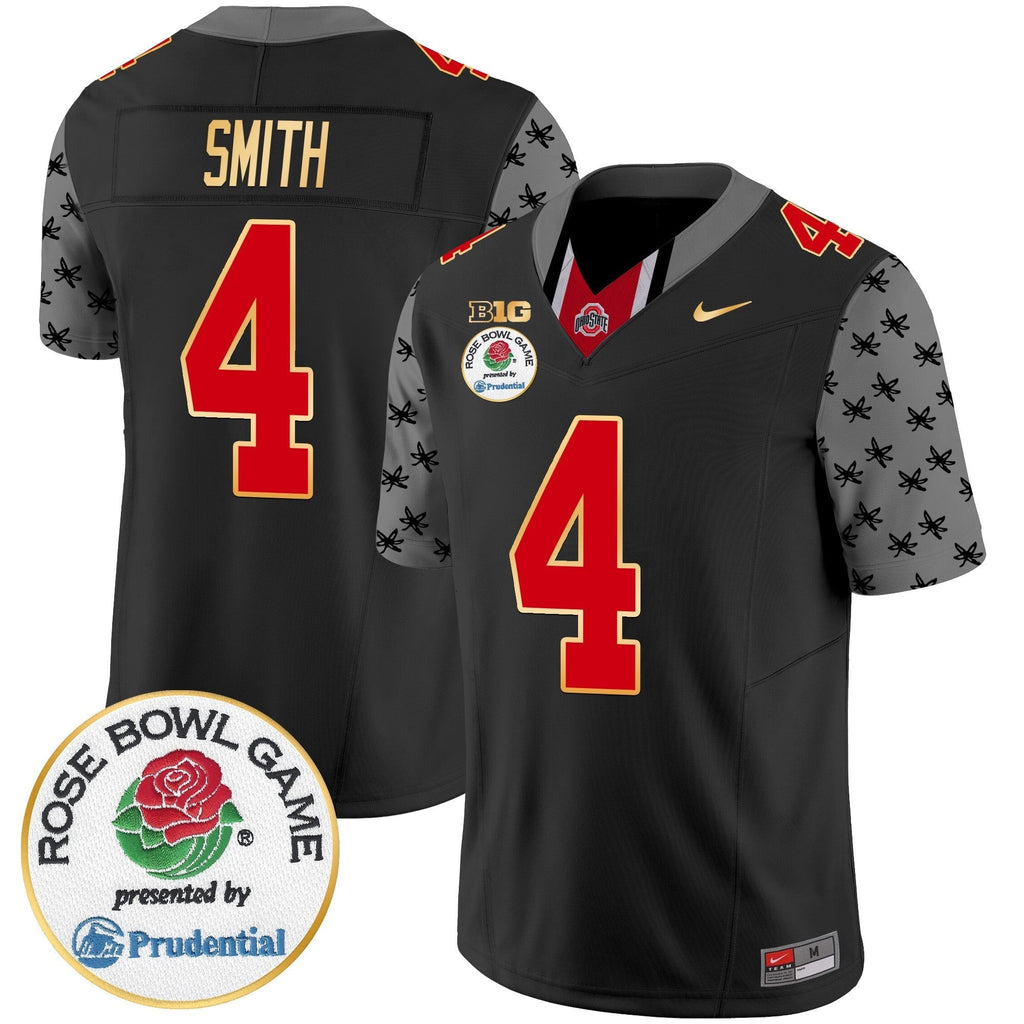 Men Ohio State Buckeyes Rose Bowl Gold Trim Vapor Limited Jersey - All Stitched