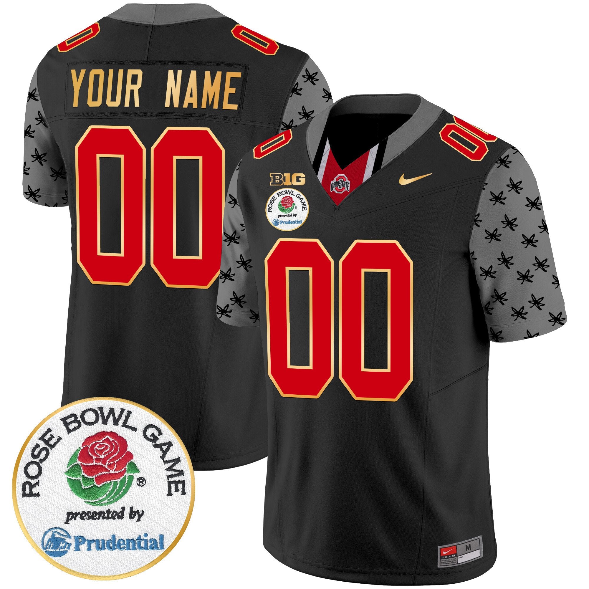 Custom Ohio State Buckeyes Rose Bowl Gold Trim Vapor Limited Jersey - All Stitched