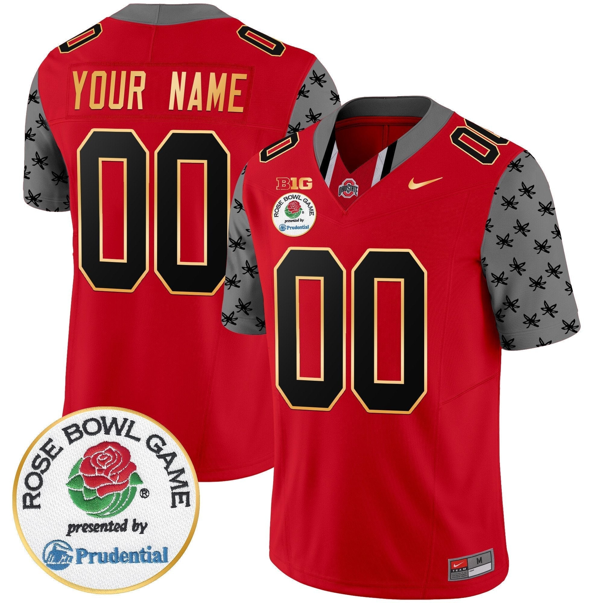 Custom Ohio State Buckeyes Rose Bowl Gold Trim Vapor Limited Jersey - All Stitched