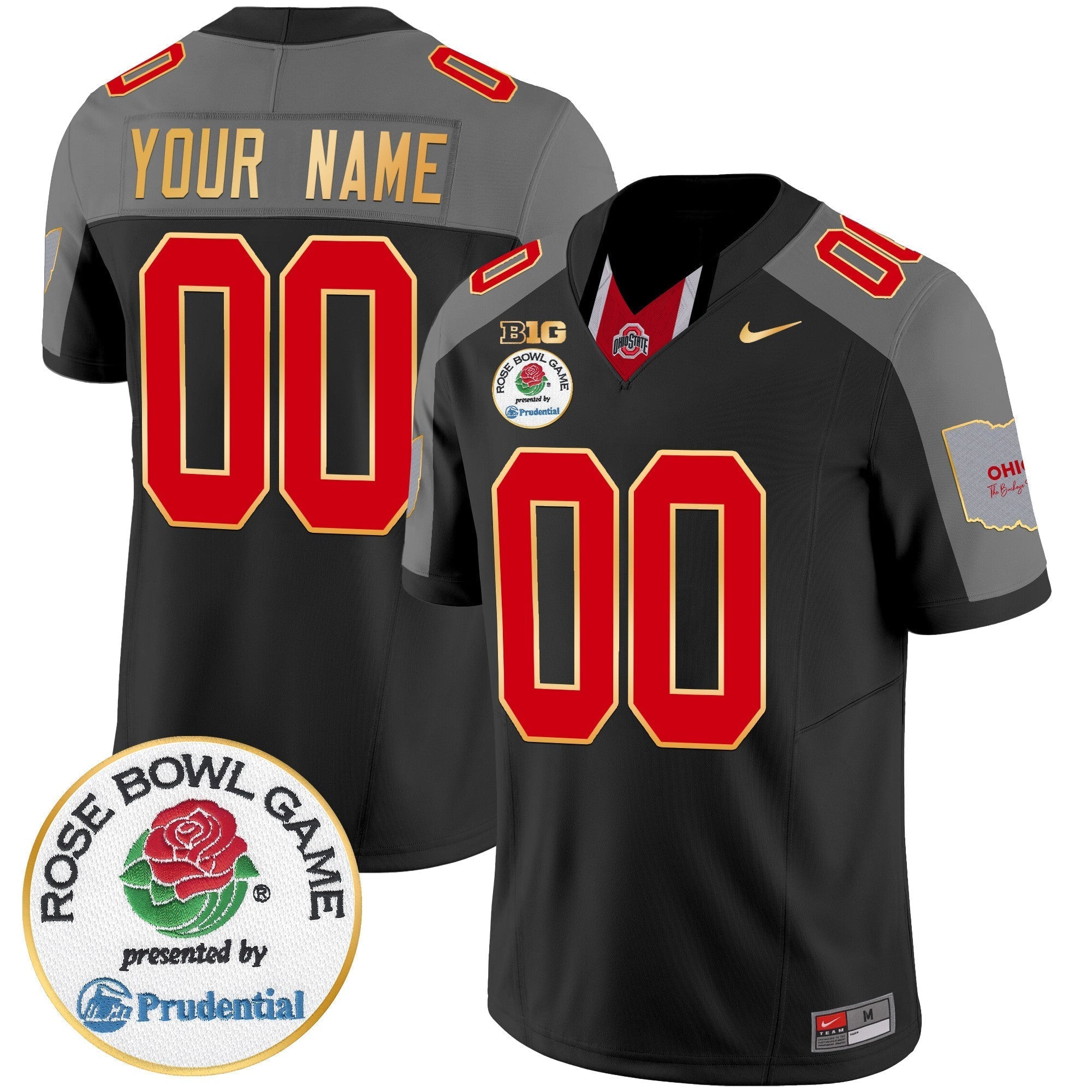 Custom Ohio State Buckeyes Rose Bowl Gold Trim Vapor Limited Jersey - All Stitched