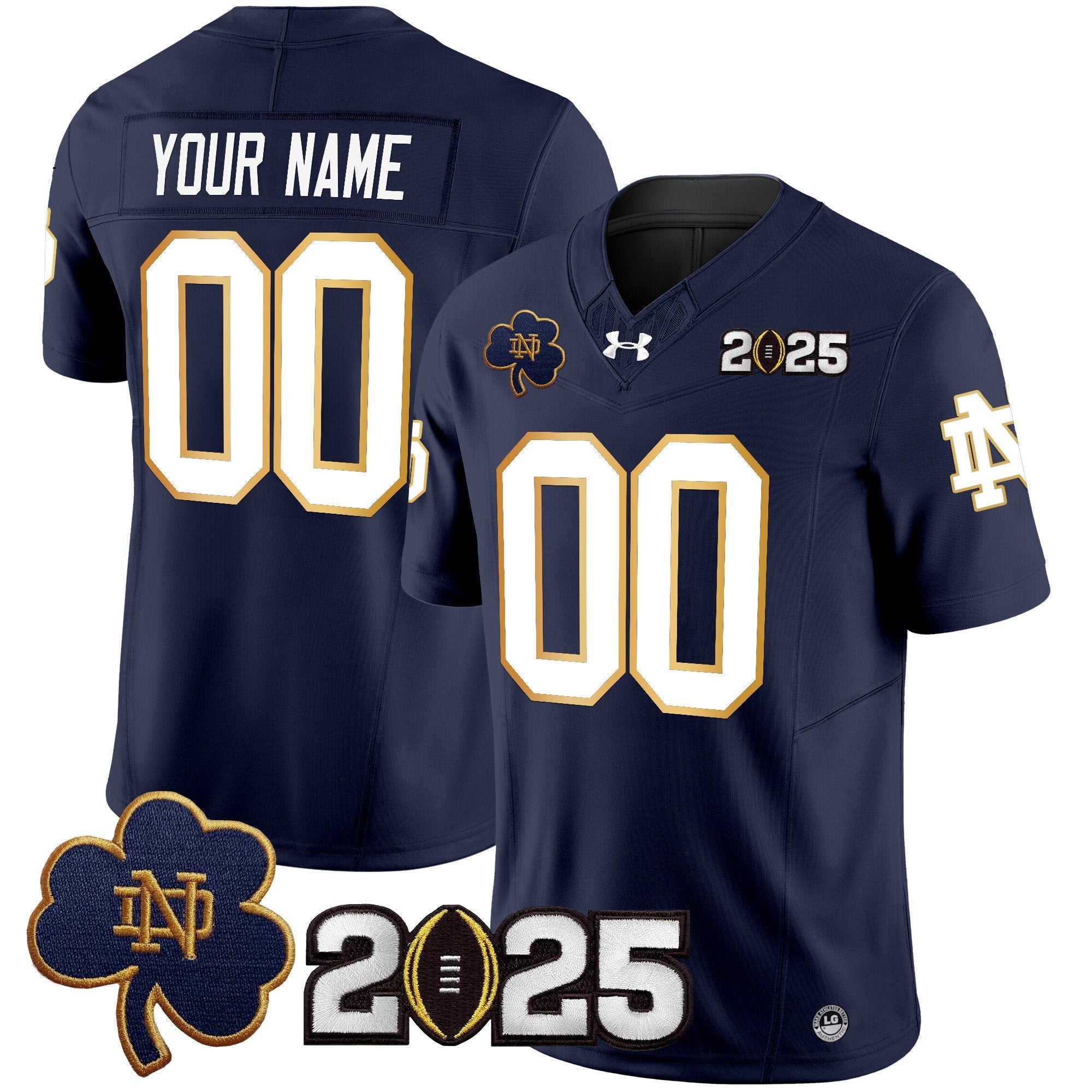Custom Notre Dame Fighting Irish 2025 CFP Final Patch Vapor Limited Jersey - All Stitched