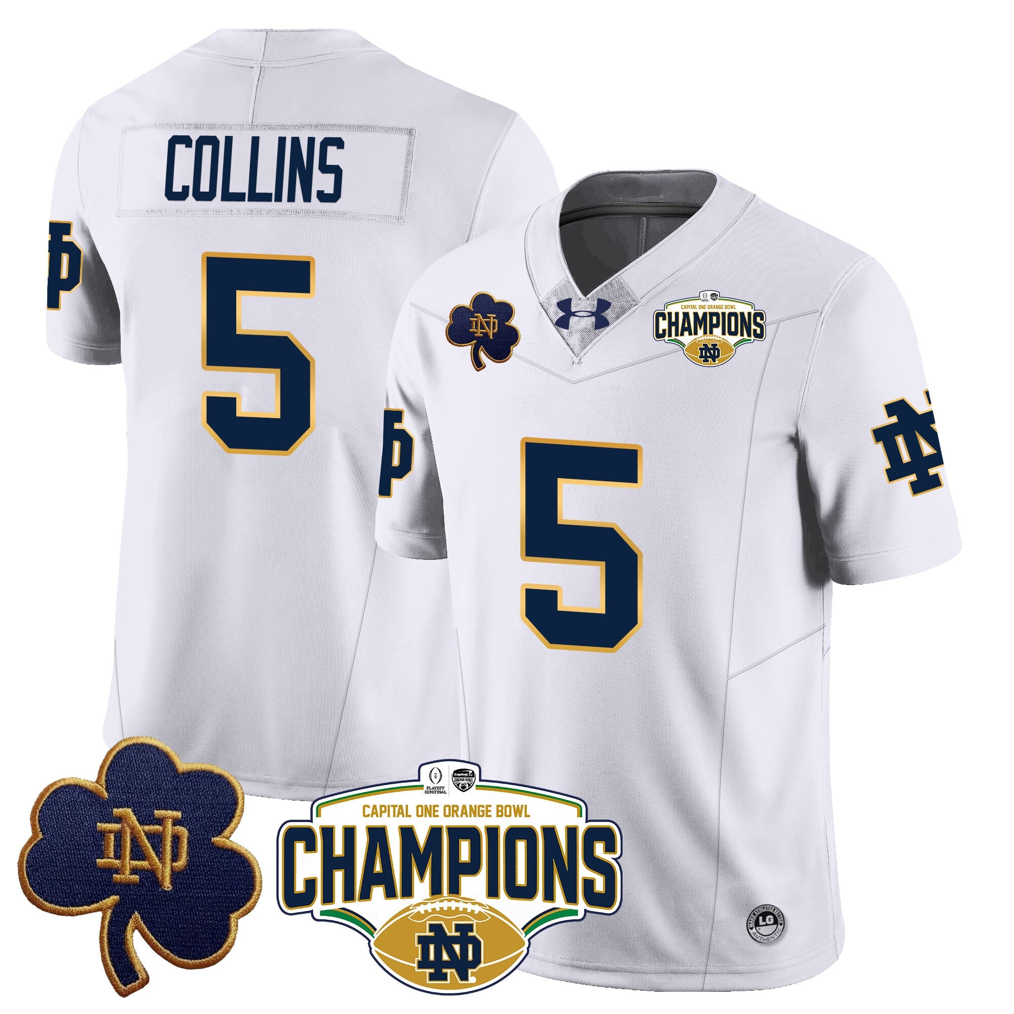 Men Notre Dame Fighting Irish 2025 Orange Bowl Champions Jersey N5 - All Stitched