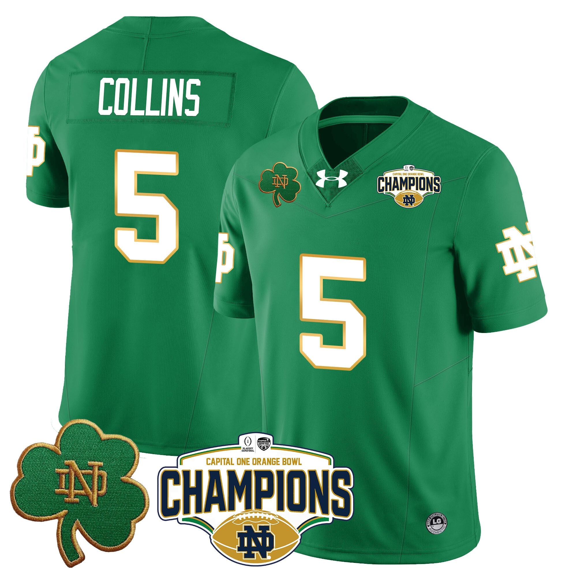 Men Notre Dame Fighting Irish 2025 Orange Bowl Champions Jersey N5 - All Stitched