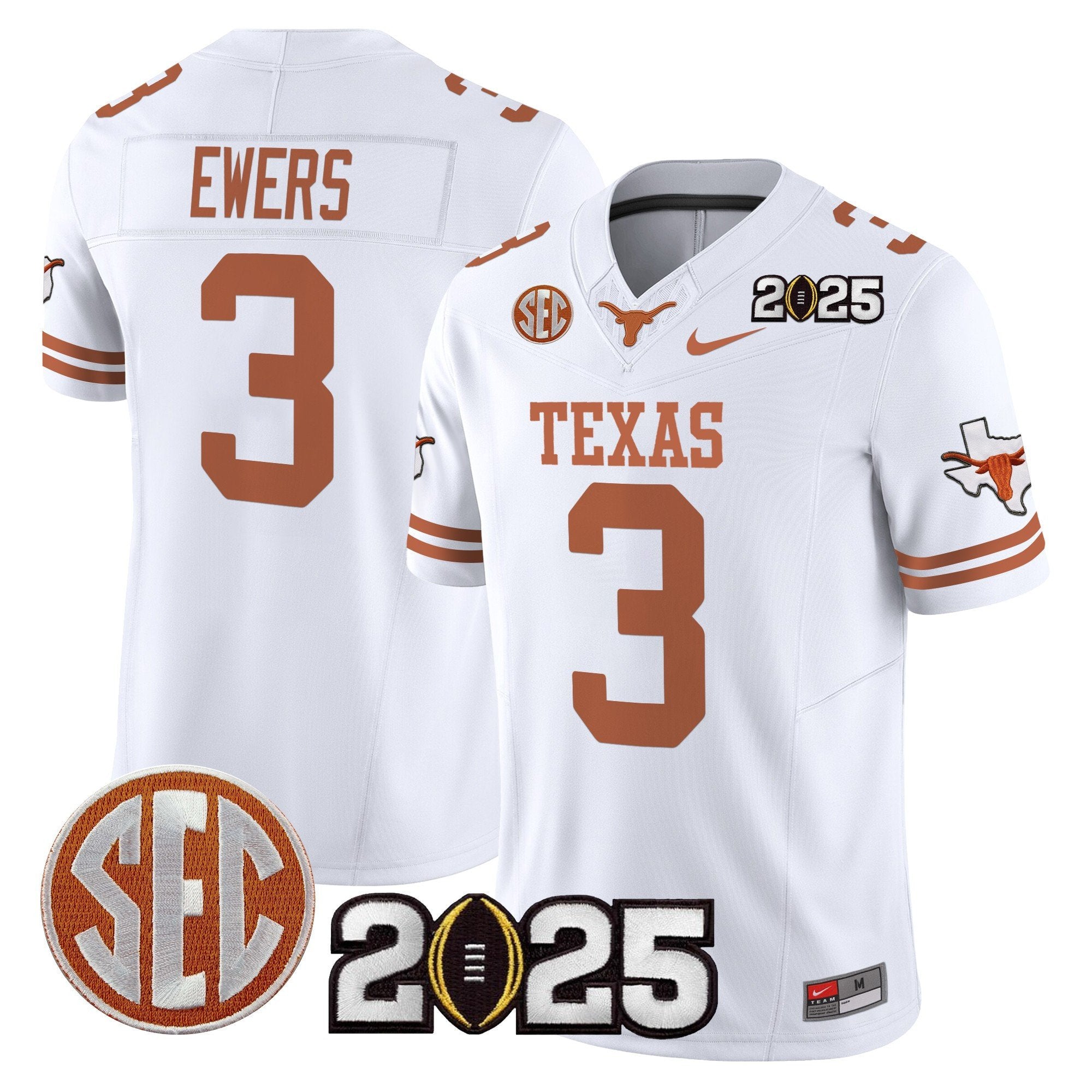 Men Texas Longhorns 2025 CFP Final Patch Vapor Limited Jersey - All Stitched