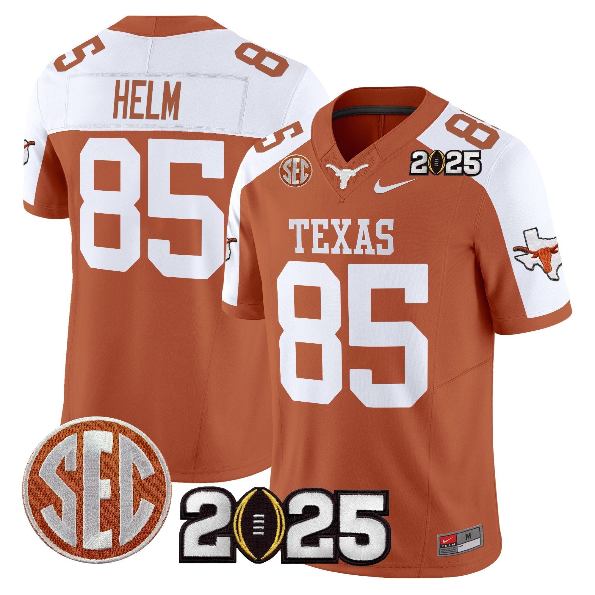 Men Texas Longhorns 2025 CFP Final Patch Vapor Limited Jersey - All Stitched