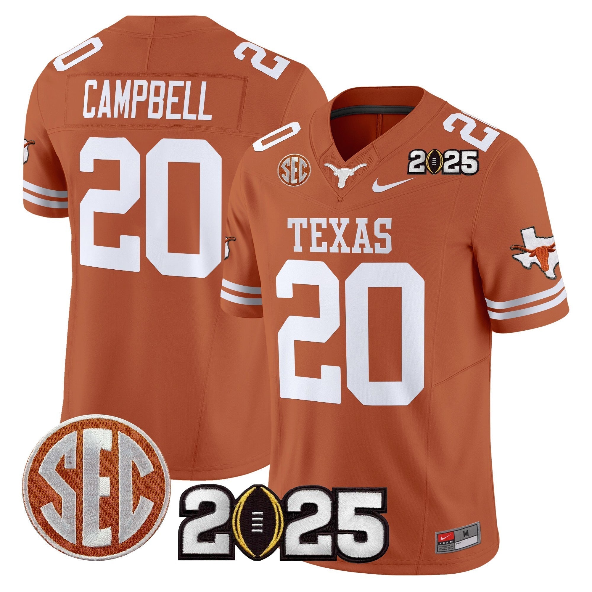 Men Texas Longhorns 2025 CFP Final Patch Vapor Limited Jersey - All Stitched