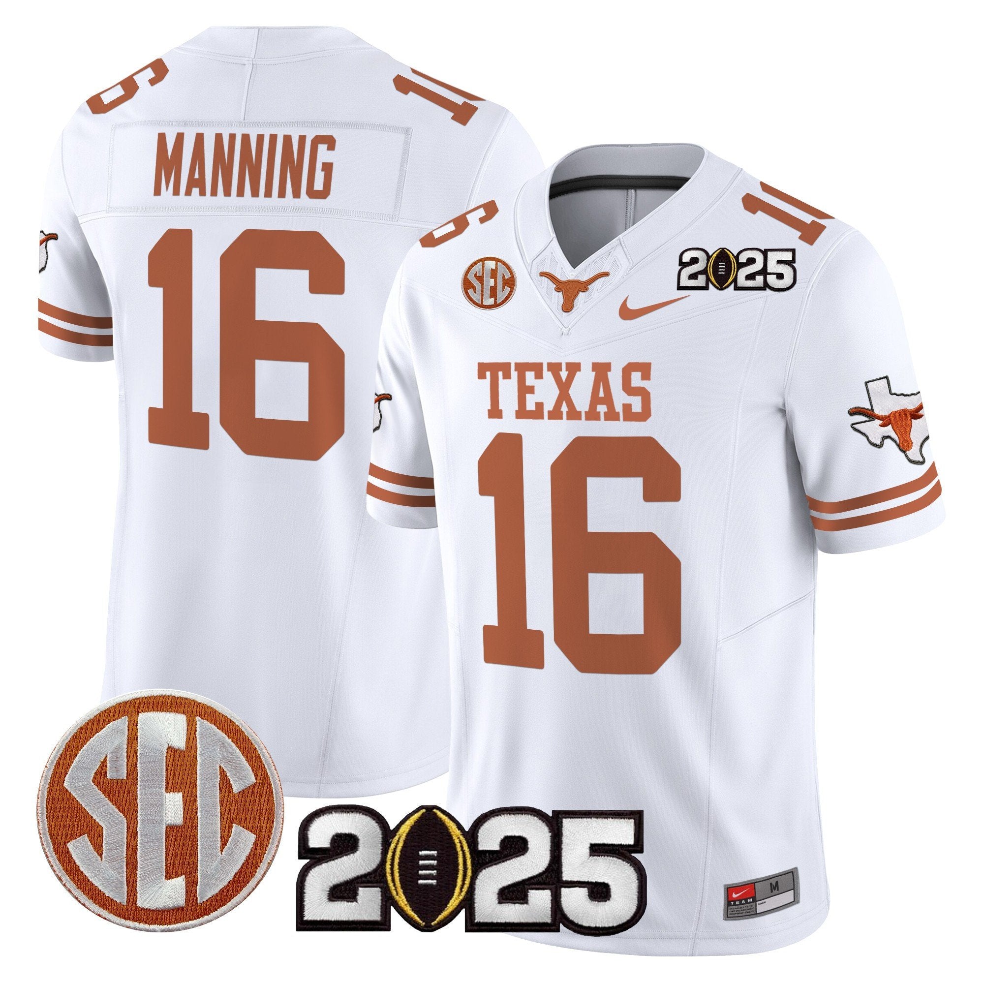Men Texas Longhorns 2025 CFP Final Patch Vapor Limited Jersey - All Stitched
