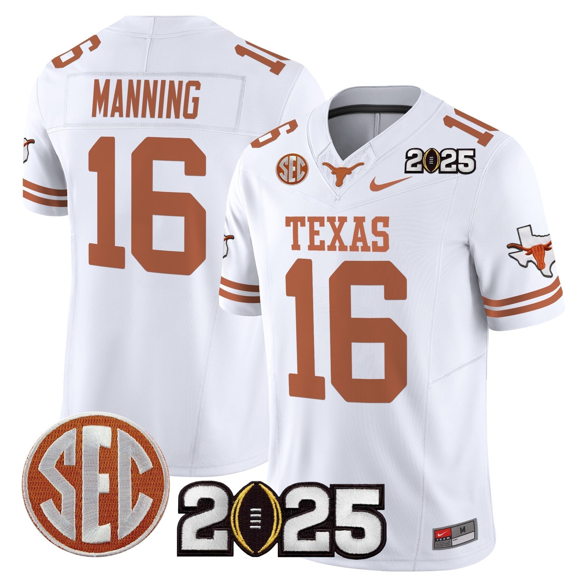 Men Texas Longhorns 2025 CFP Final Patch Vapor Limited Jersey - All Stitched