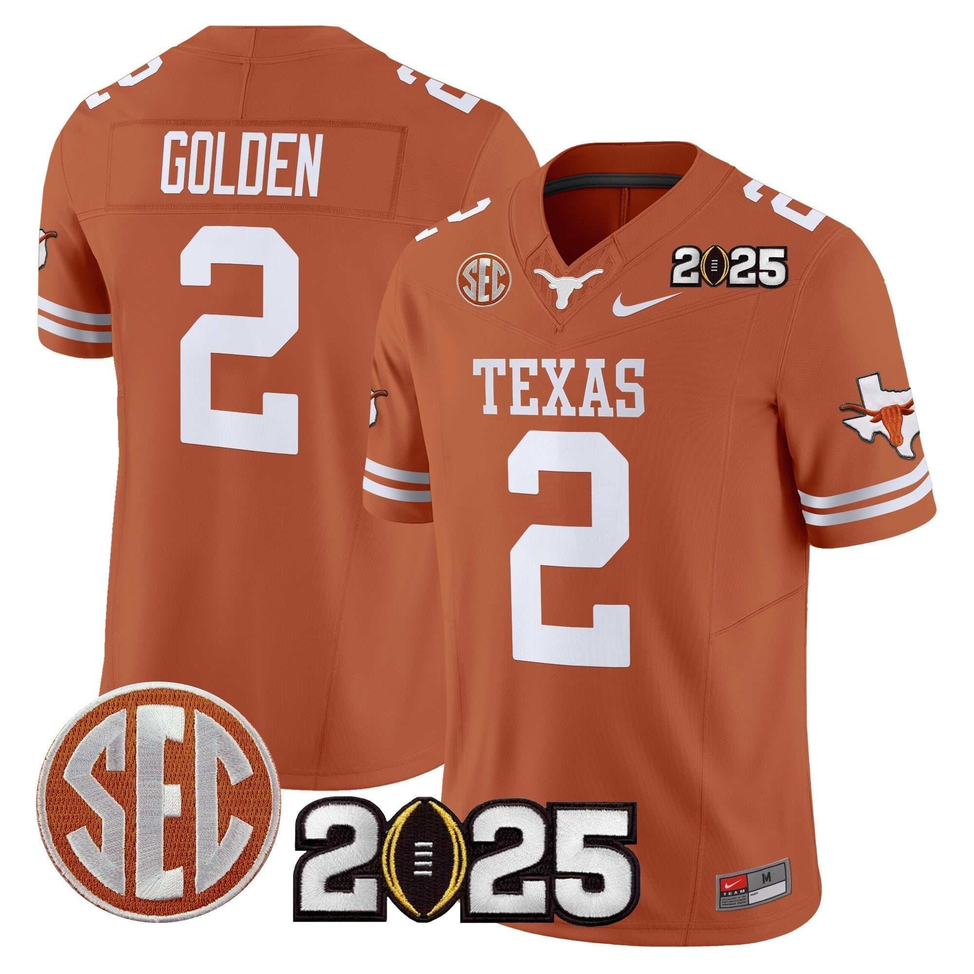Men Texas Longhorns 2025 CFP Final Patch Vapor Limited Jersey - All Stitched