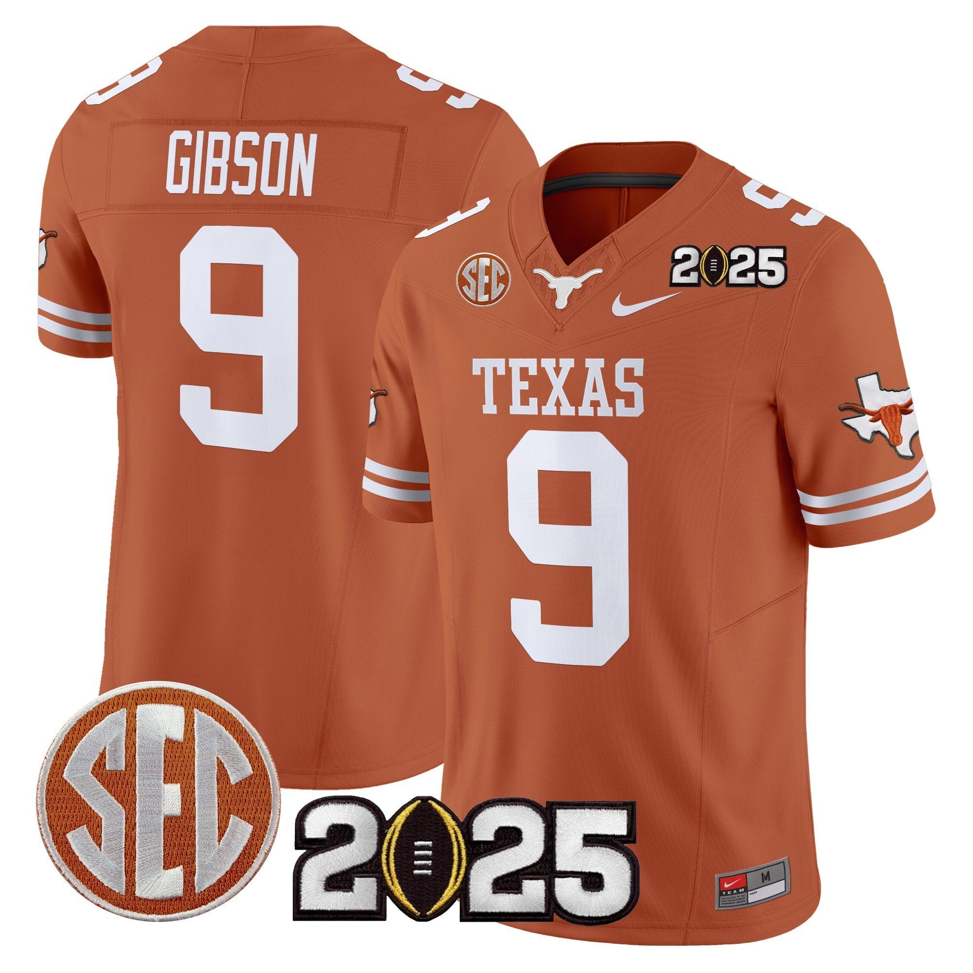 Men Texas Longhorns 2025 CFP Final Patch Vapor Limited Jersey - All Stitched