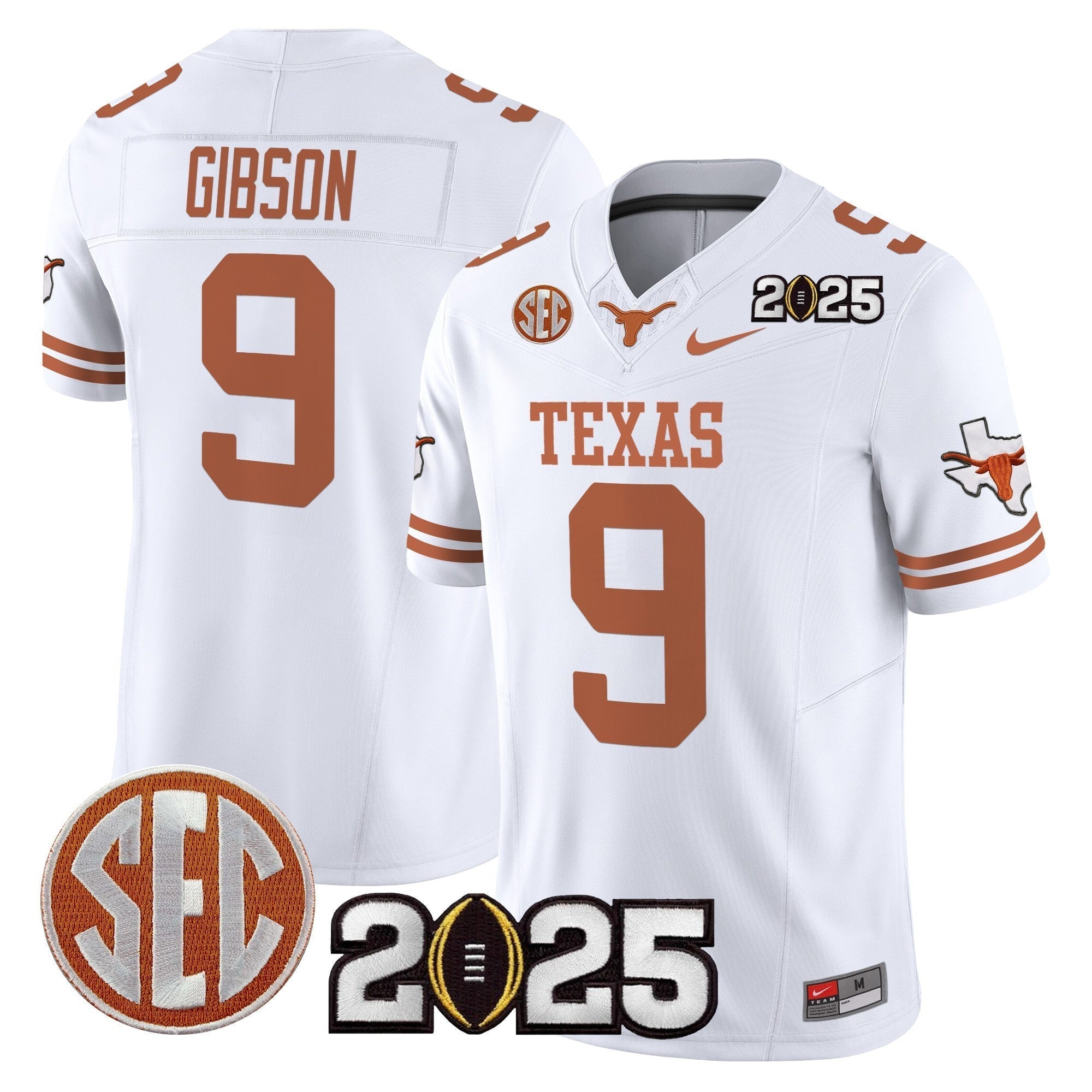 Men Texas Longhorns 2025 CFP Final Patch Vapor Limited Jersey - All Stitched