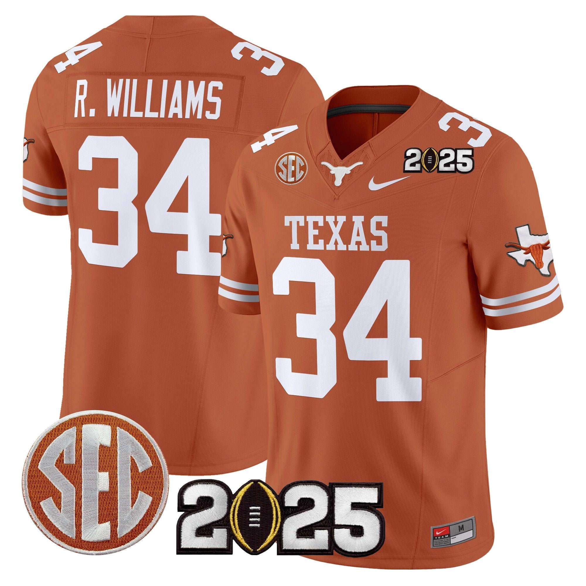 Men Texas Longhorns 2025 CFP Final Patch Vapor Limited Jersey - All Stitched
