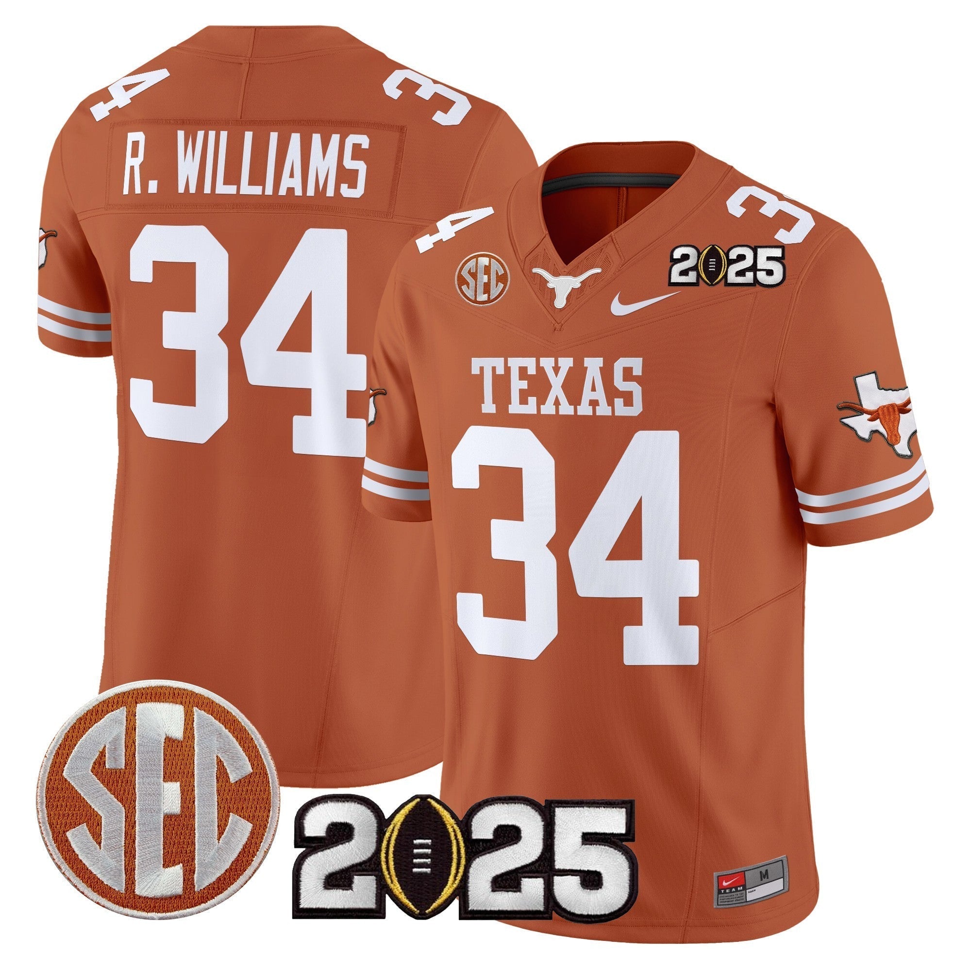 Men Texas Longhorns 2025 CFP Final Patch Vapor Limited Jersey - All Stitched