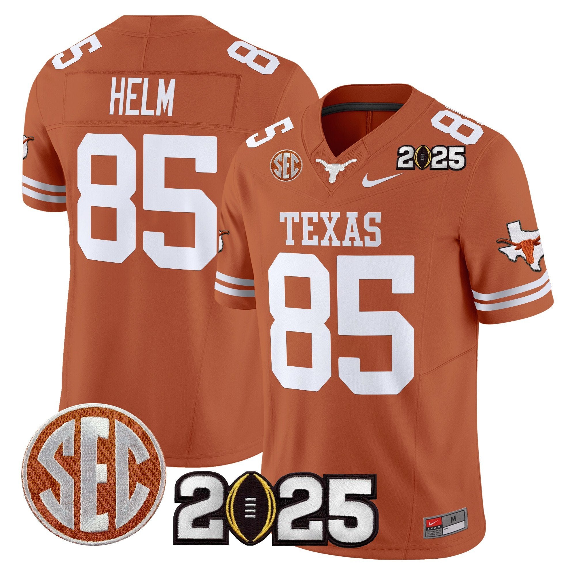 Men Texas Longhorns 2025 CFP Final Patch Vapor Limited Jersey - All Stitched