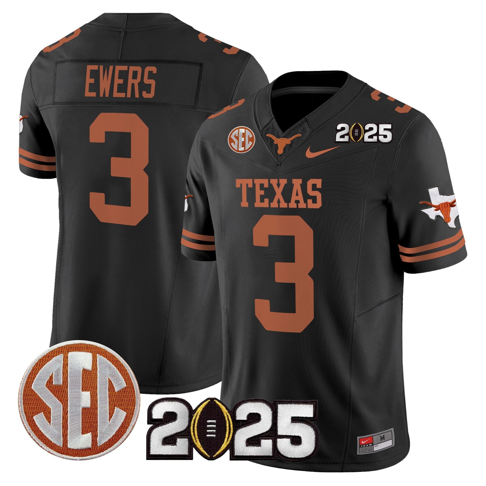 Men Texas Longhorns 2025 CFP Final Patch Vapor Limited Jersey - All Stitched