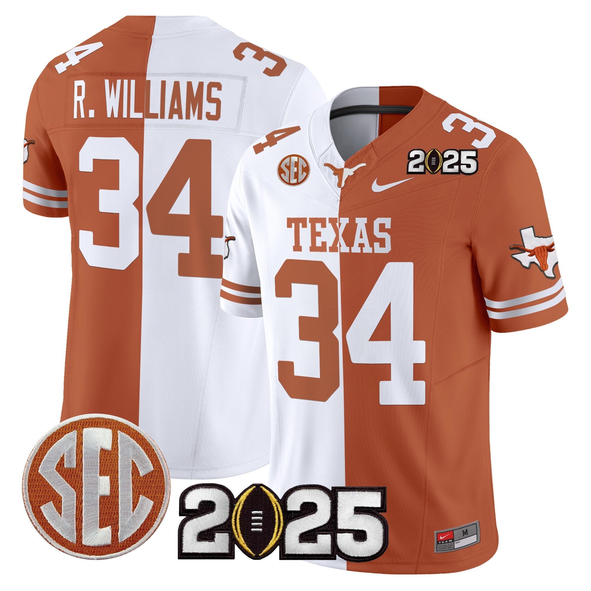 Men Texas Longhorns 2025 CFP Final Patch Vapor Limited Jersey - All Stitched