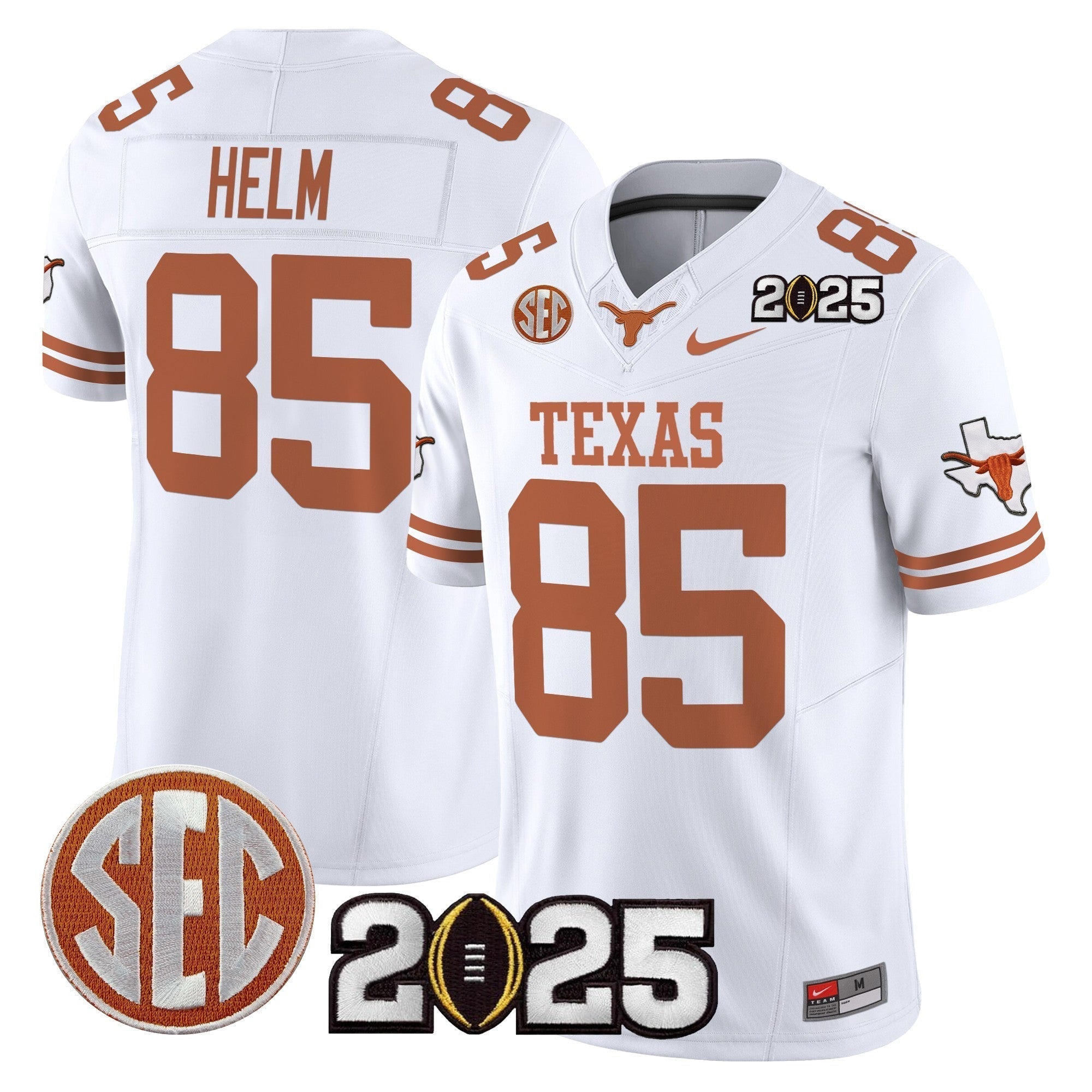 Men Texas Longhorns 2025 CFP Final Patch Vapor Limited Jersey - All Stitched