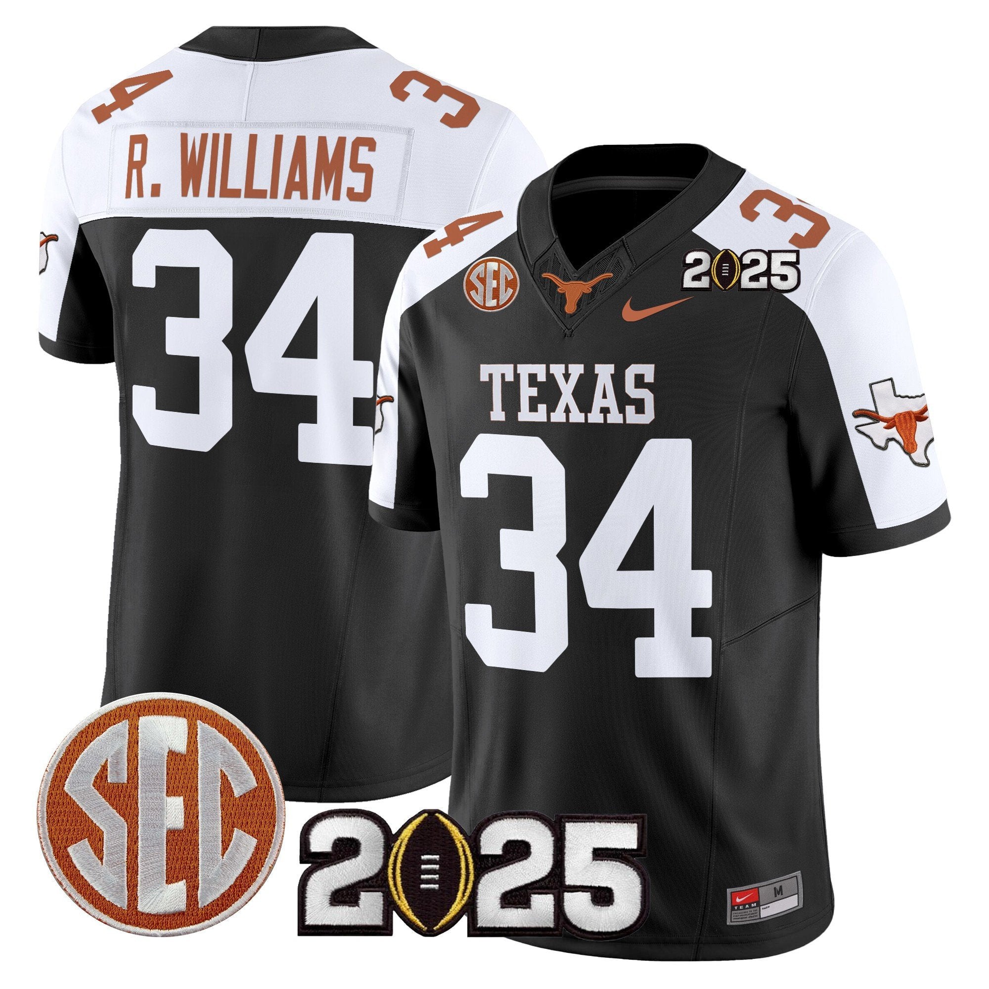 Men Texas Longhorns 2025 CFP Final Patch Vapor Limited Jersey - All Stitched