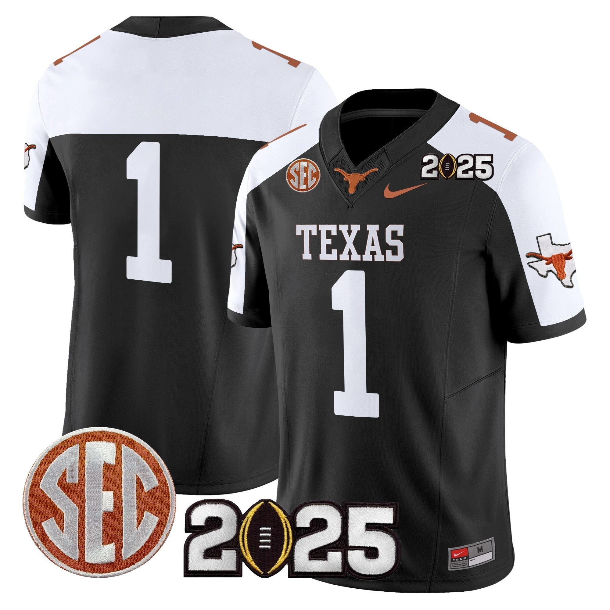 Men Texas Longhorns 2025 CFP Final Patch Vapor Limited Jersey - All Stitched