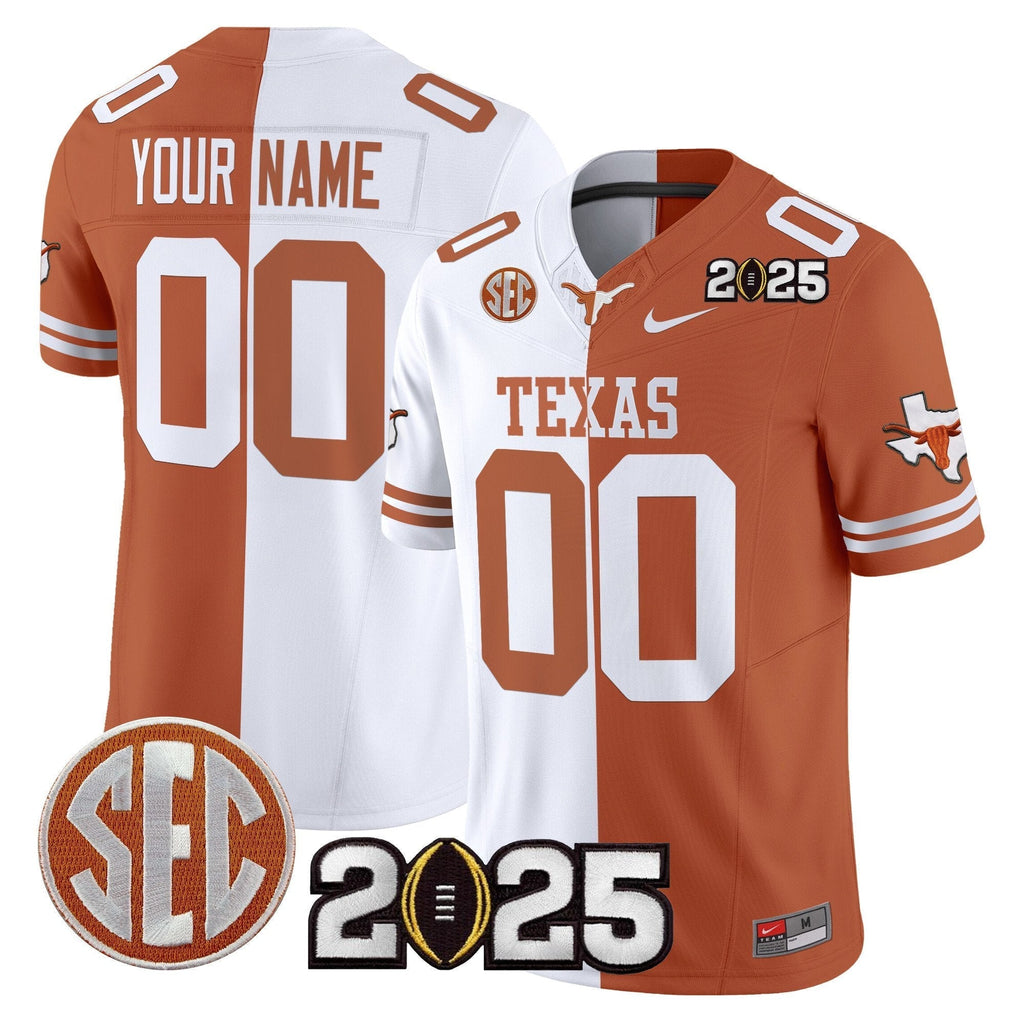 Custom Texas Longhorns 2025 CFP Final Patch Vapor Limited Jersey - All Stitched