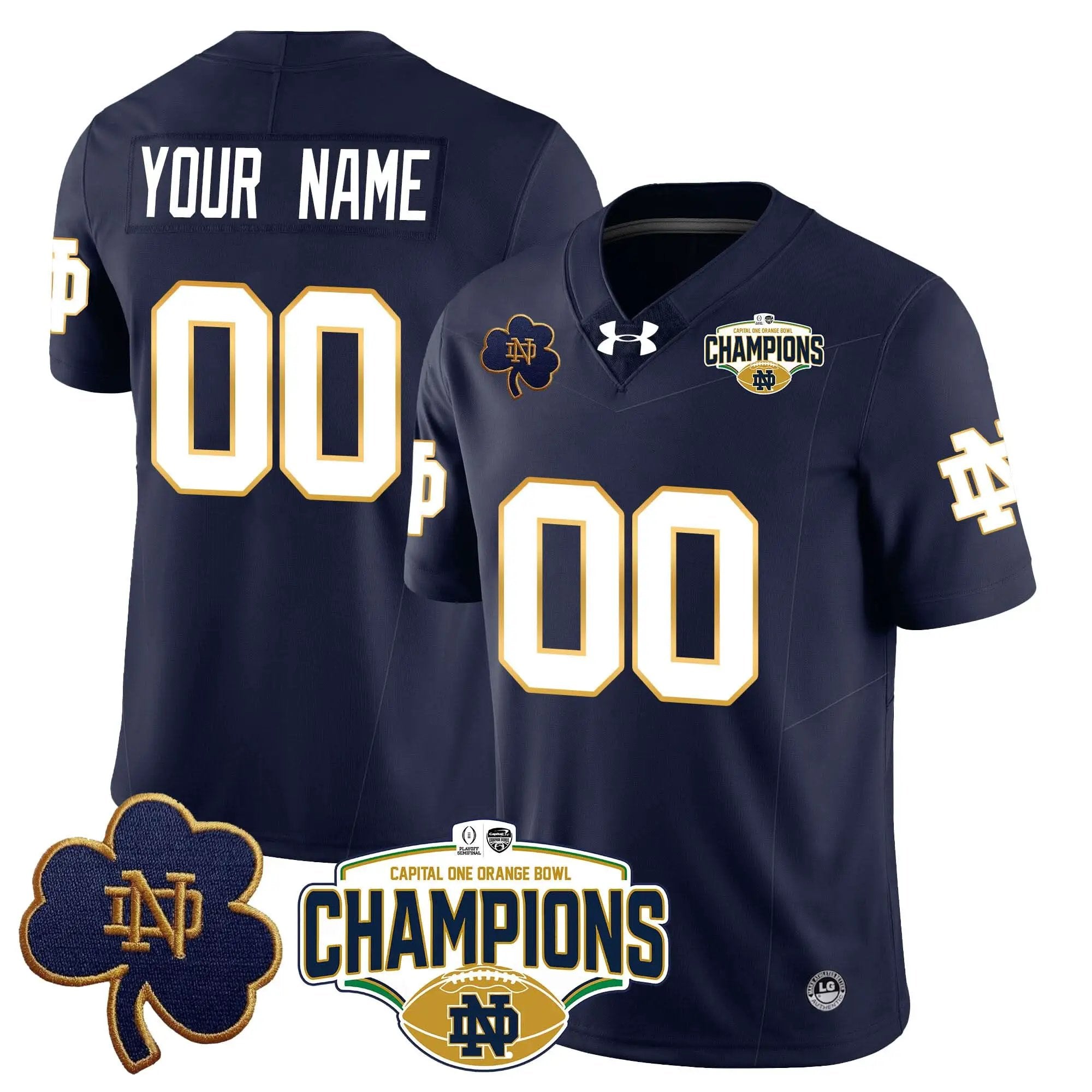Custom Notre Dame Fighting Irish football 2025 Orange Bowl Champions Jersey N5