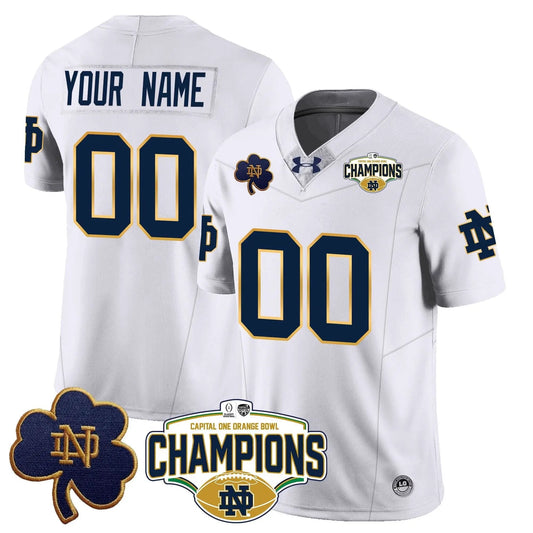 Custom Notre Dame Fighting Irish football 2025 Orange Bowl Champions Jersey N5