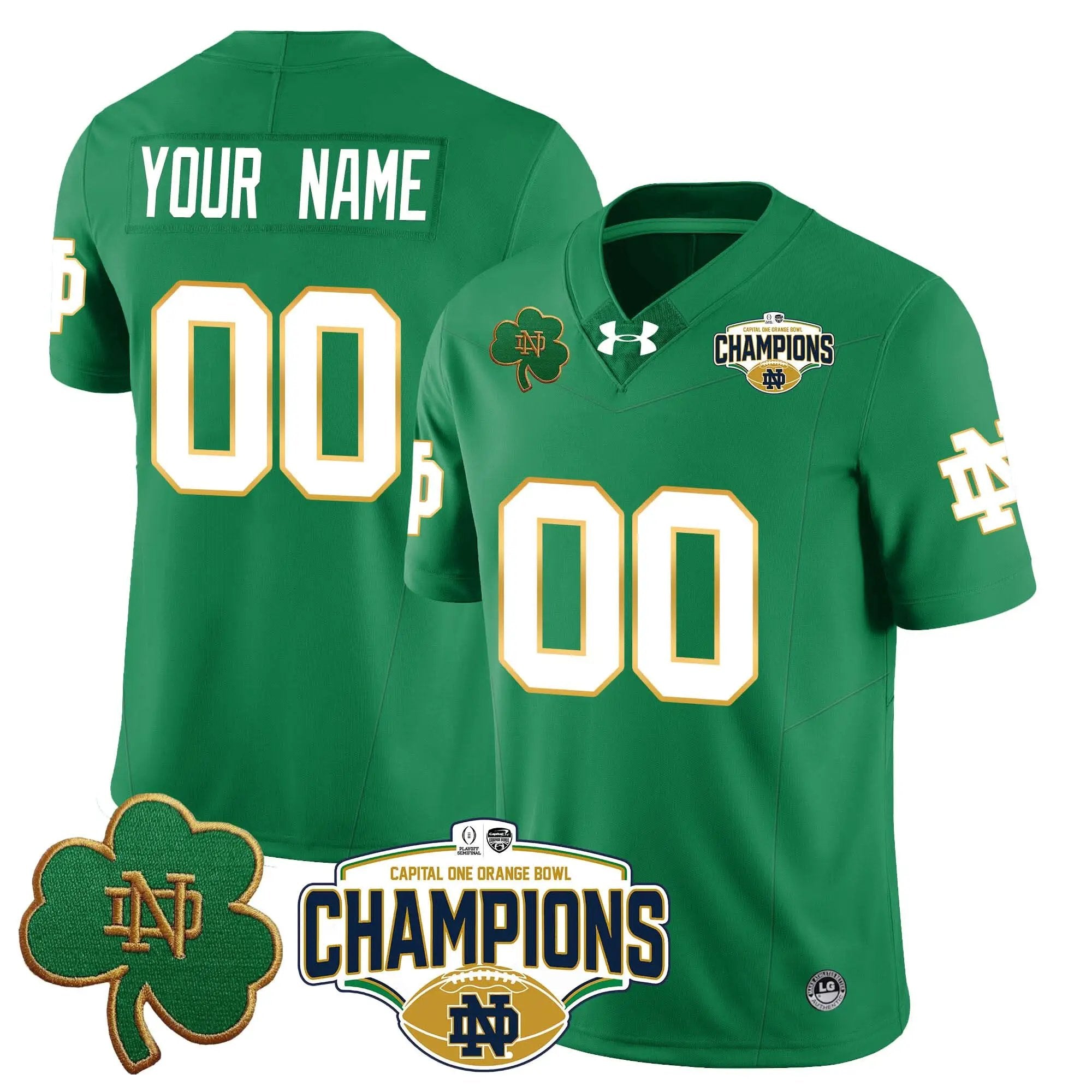 Custom Notre Dame Fighting Irish football 2025 Orange Bowl Champions Jersey N5