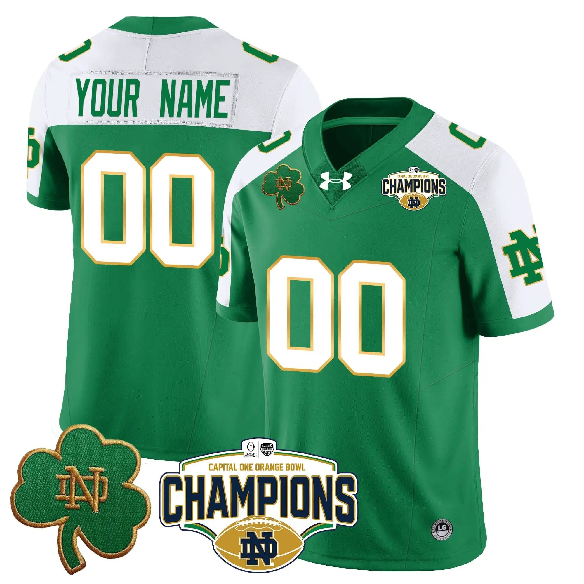 Custom Notre Dame Fighting Irish football 2025 Orange Bowl Champions Jersey N5